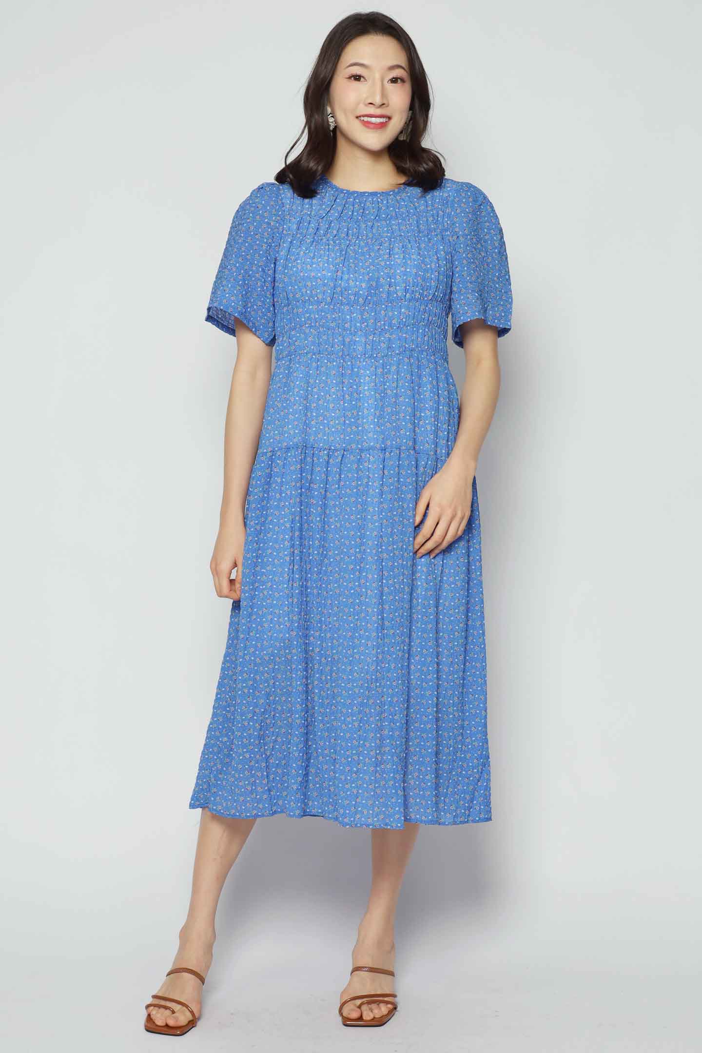 Astha Dress in Blue Ditsy