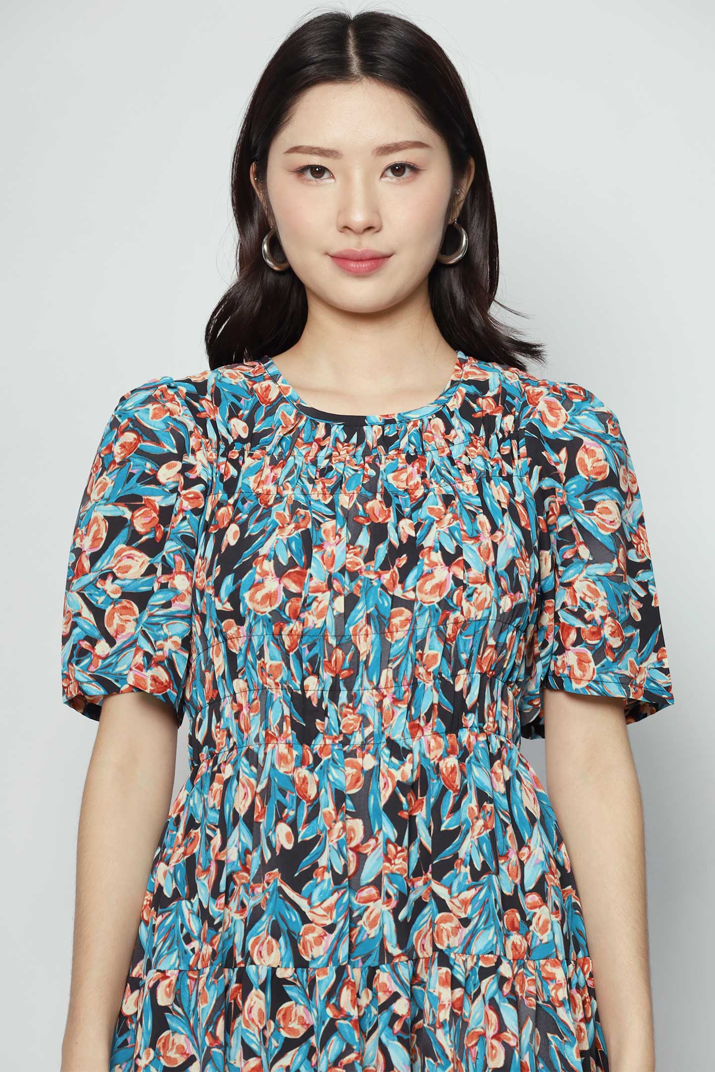 Astha Dress in Blue Orange Delight