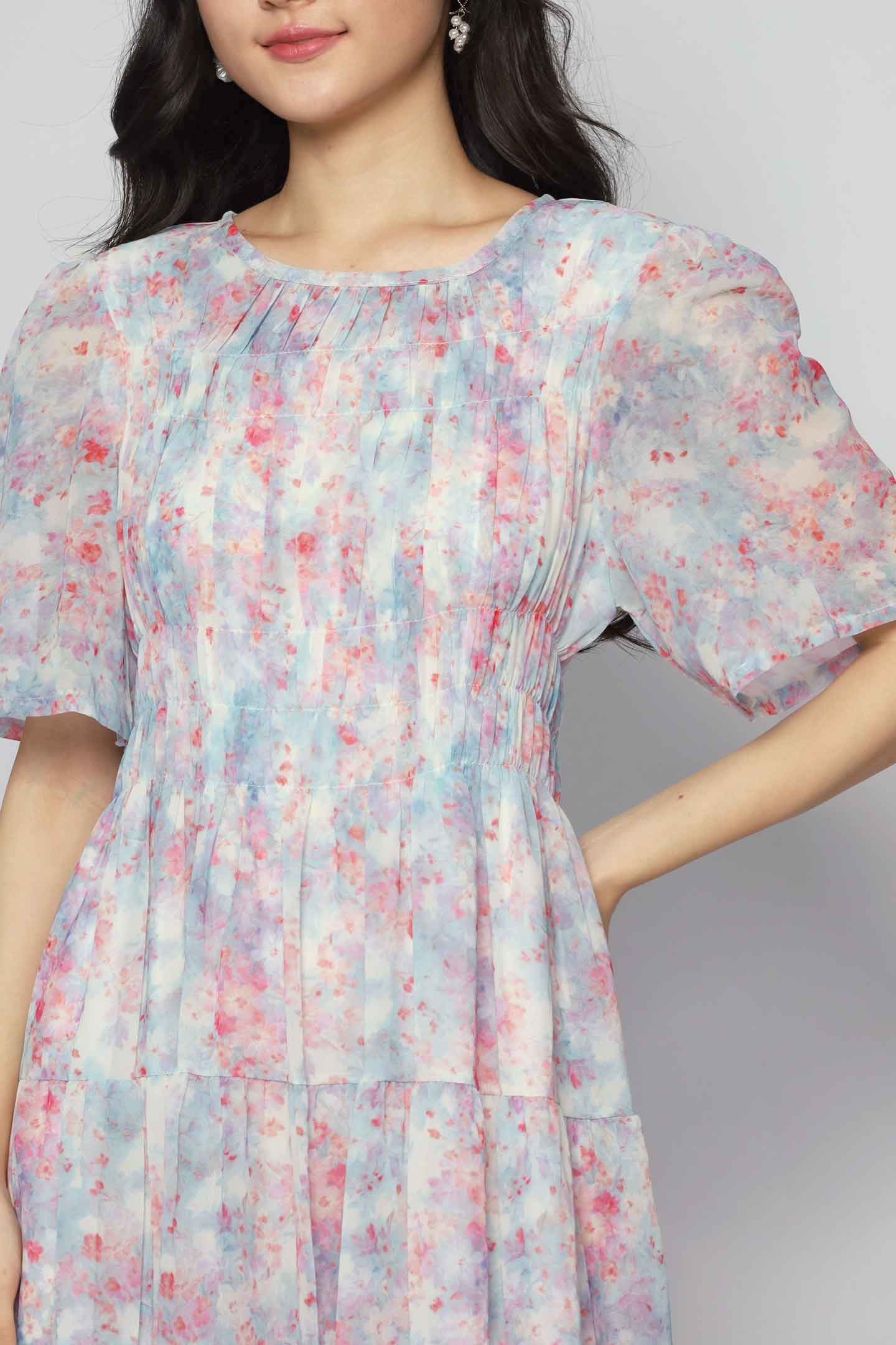 Astha Dress in Pink Bloom Affair