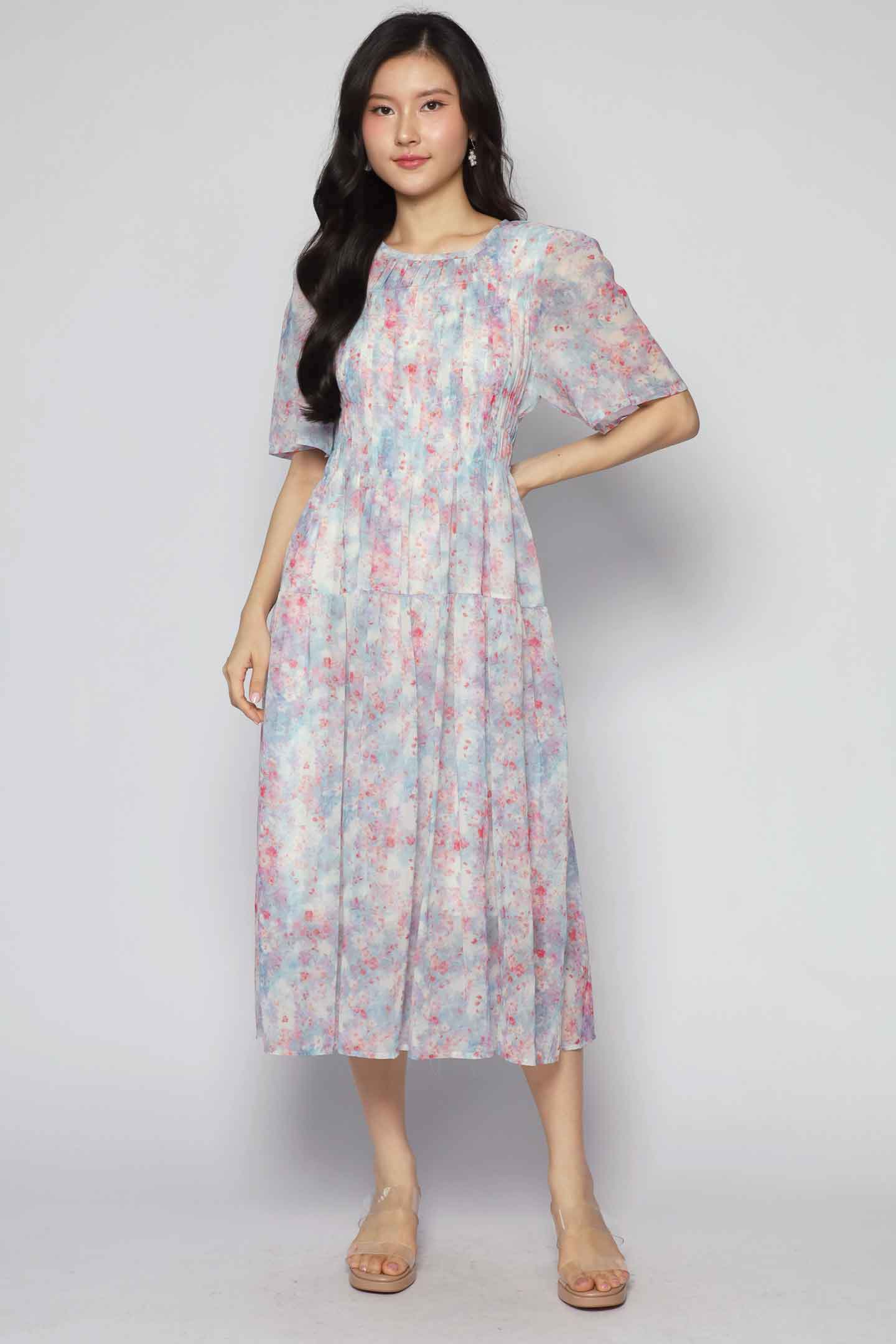 Astha Dress in Pink Bloom Affair