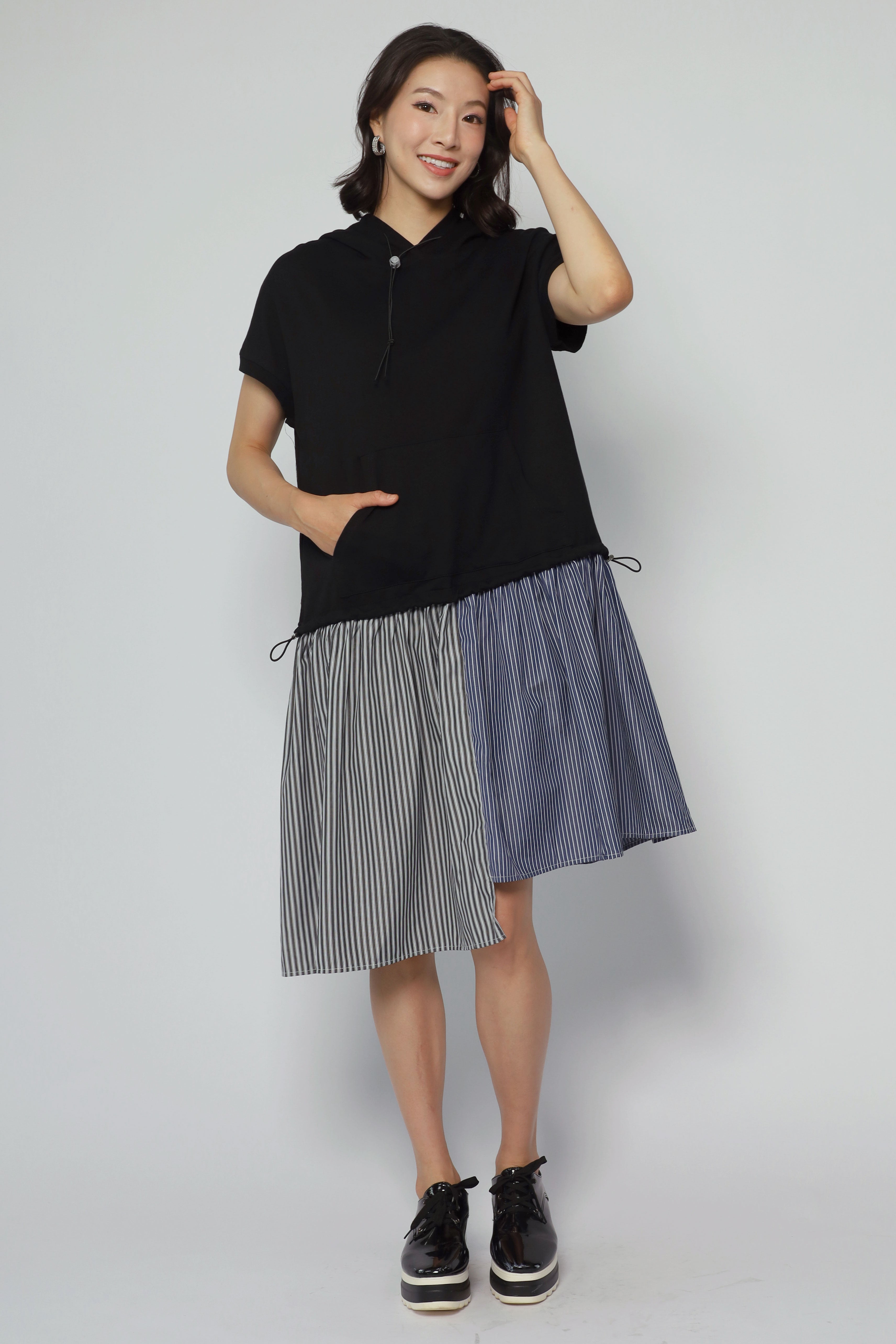 Athena Stripes Hoodie Dress