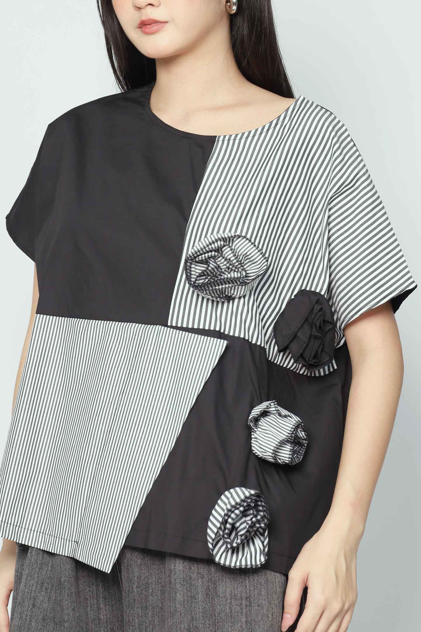 Aurevo Rose Pinstripes Top