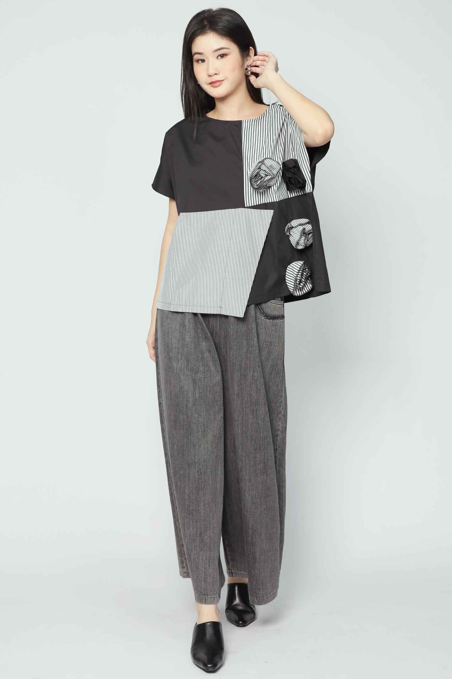 Aurevo Rose Pinstripes Top