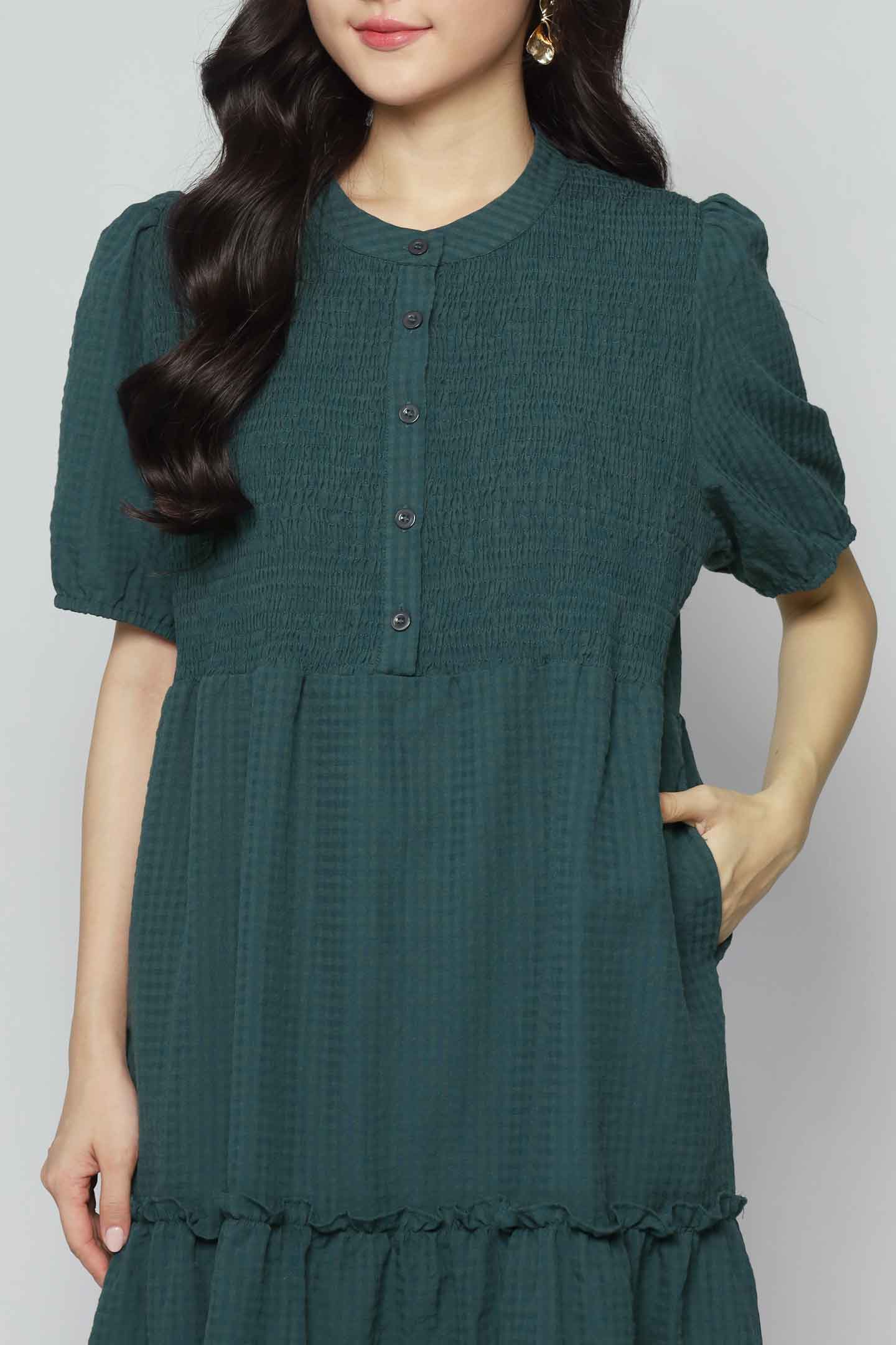 Aurora Dress (V2) in Green Checks