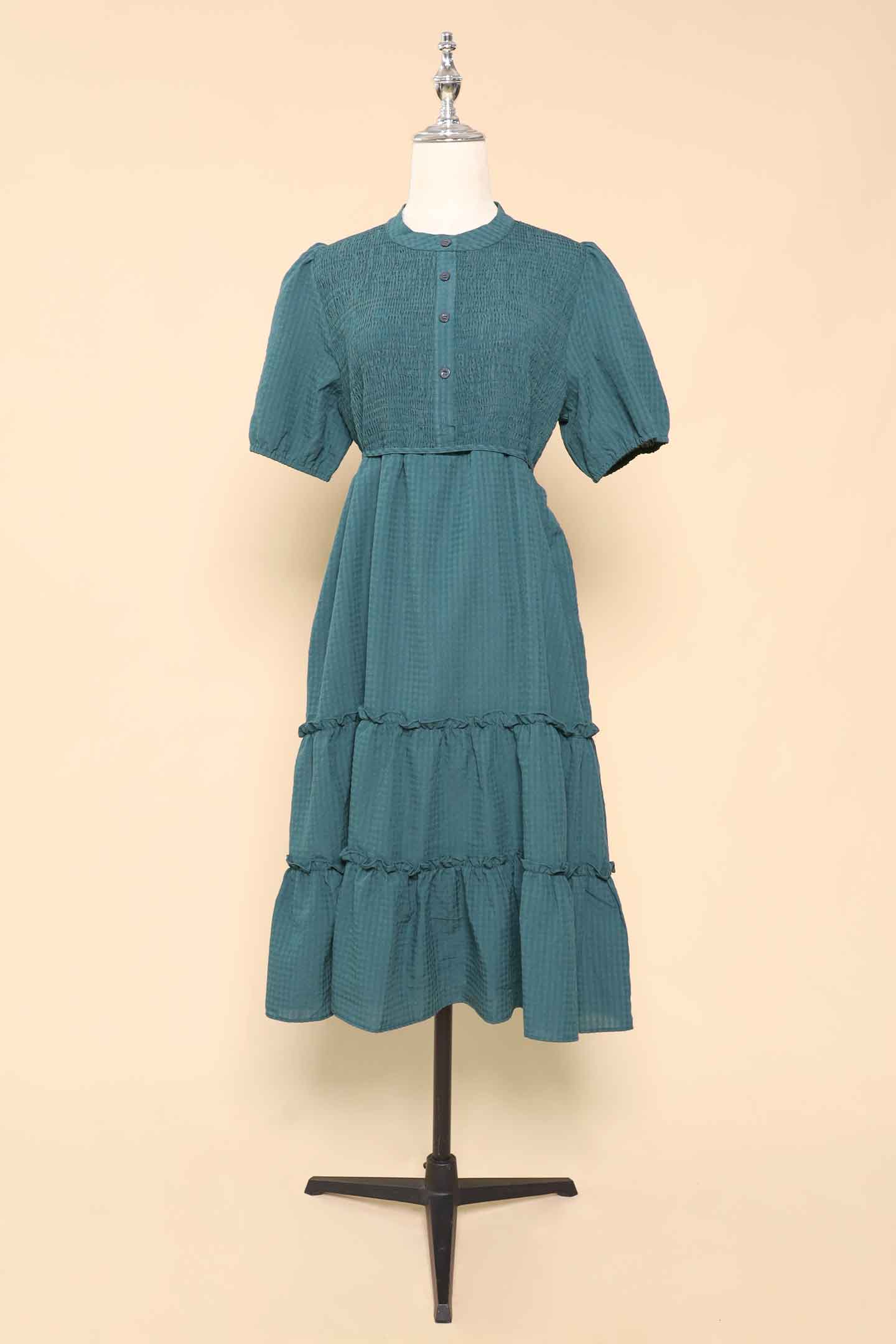 PO - Aurora Dress (V2) in Green Checks