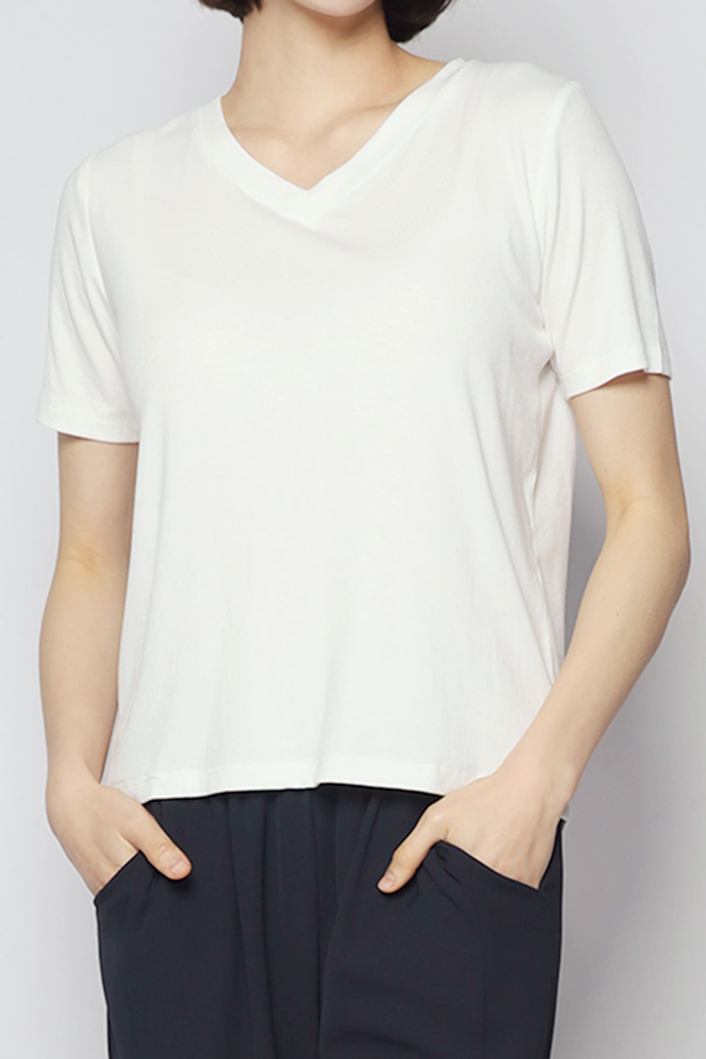 Basic V Neck Top in White