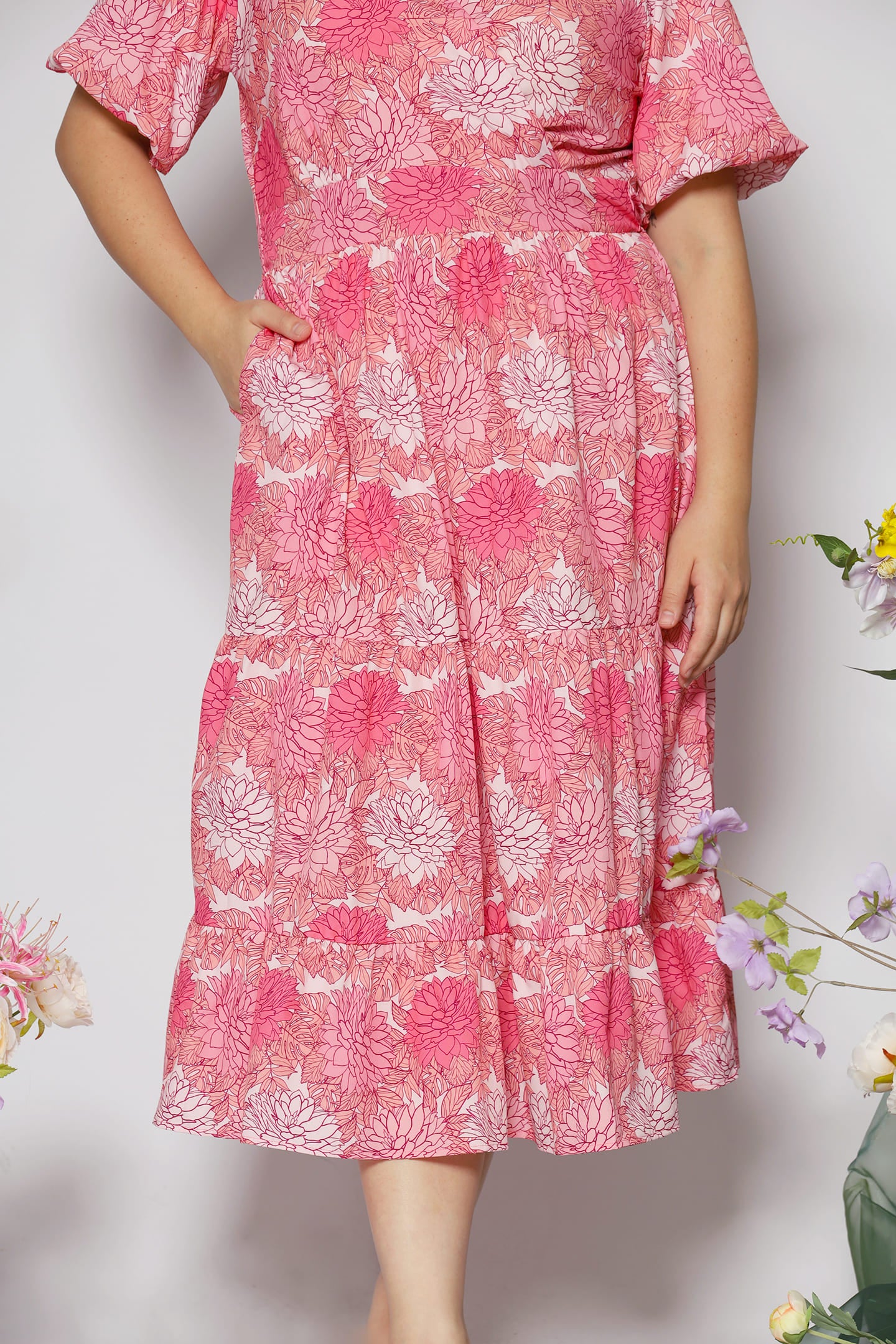 Bea Dress in Pink Blooms