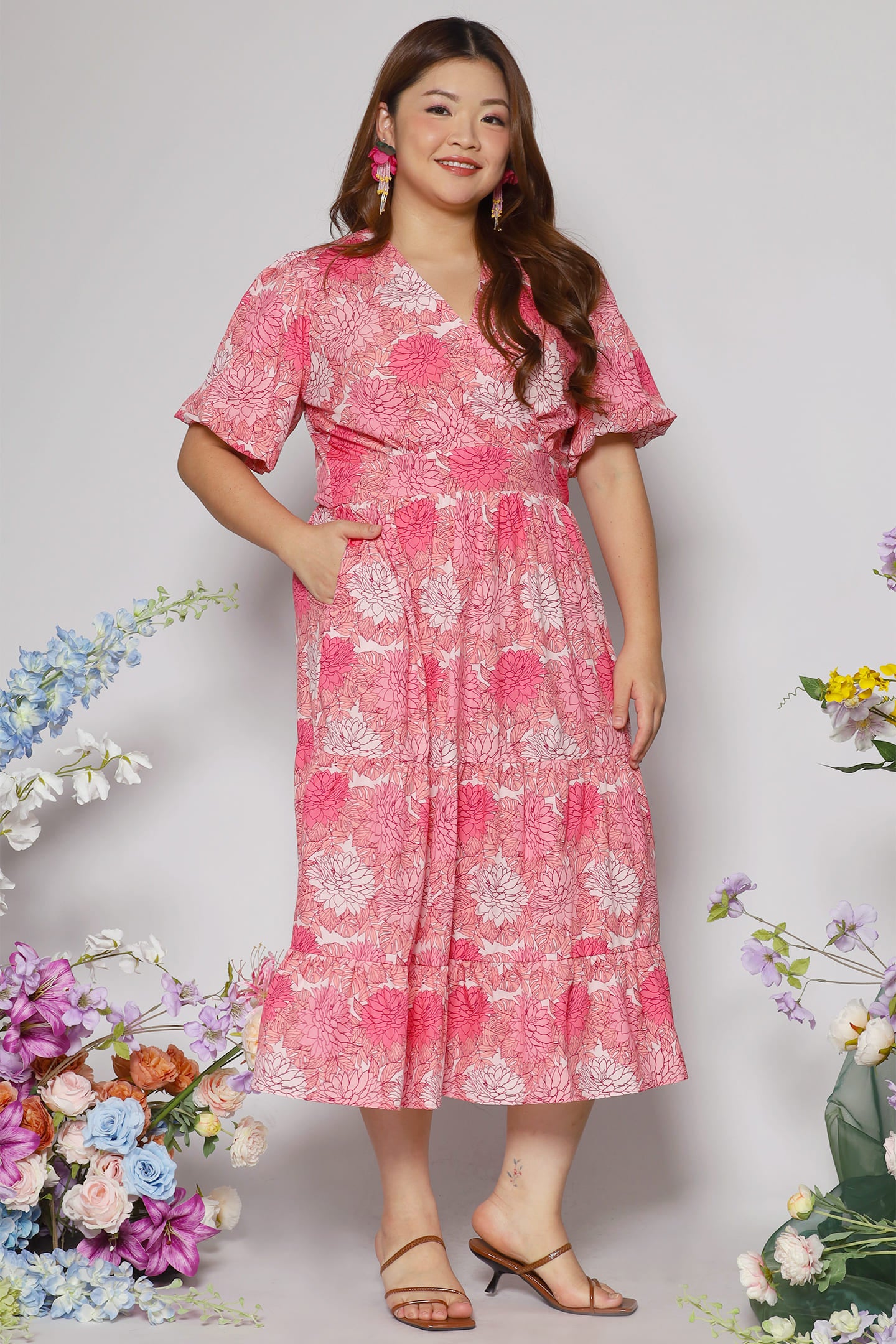 Bea Dress in Pink Blooms