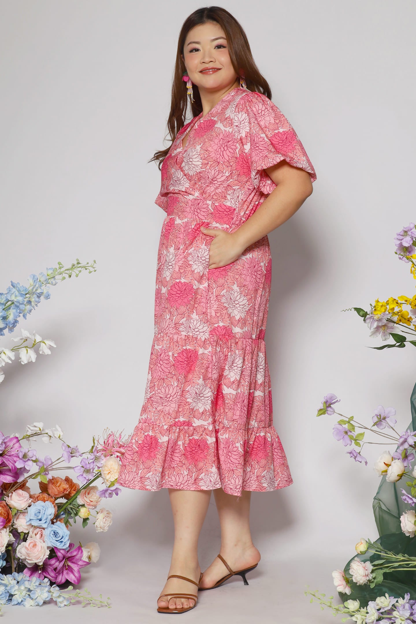 Bea Dress in Pink Blooms