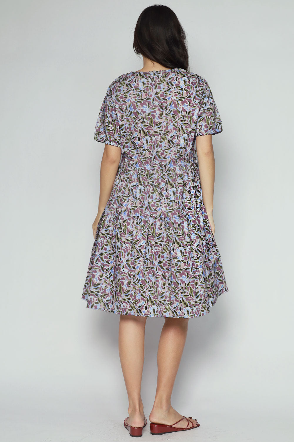 Bianco Dress in Purple Leaves