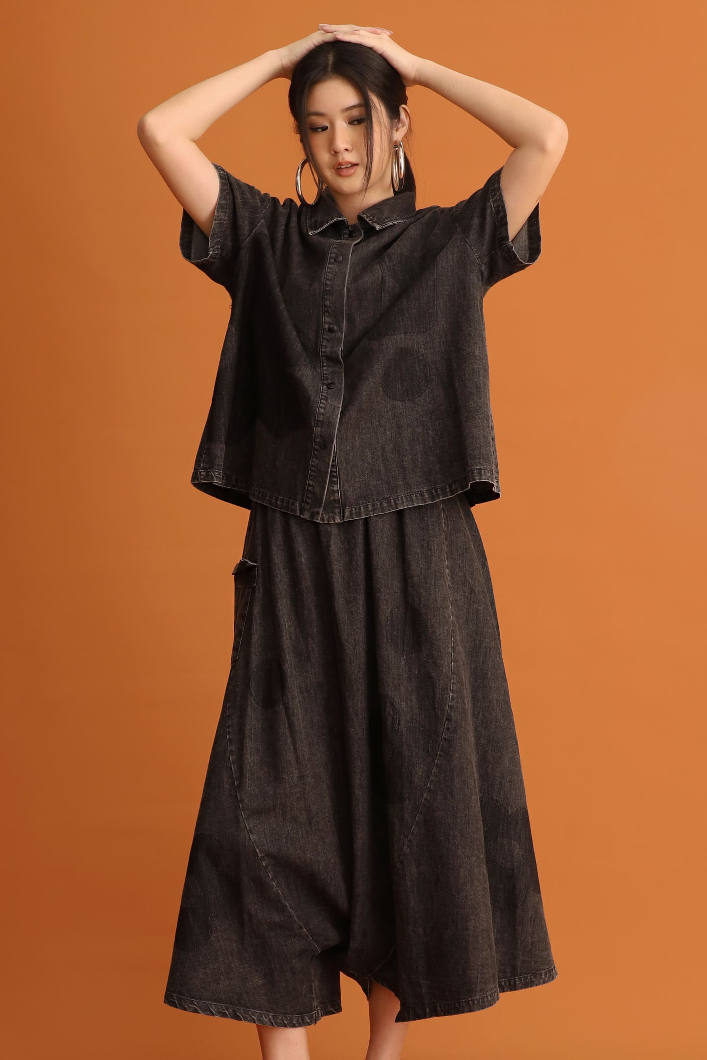 CHOSEN - Denim Bloom Top in Black