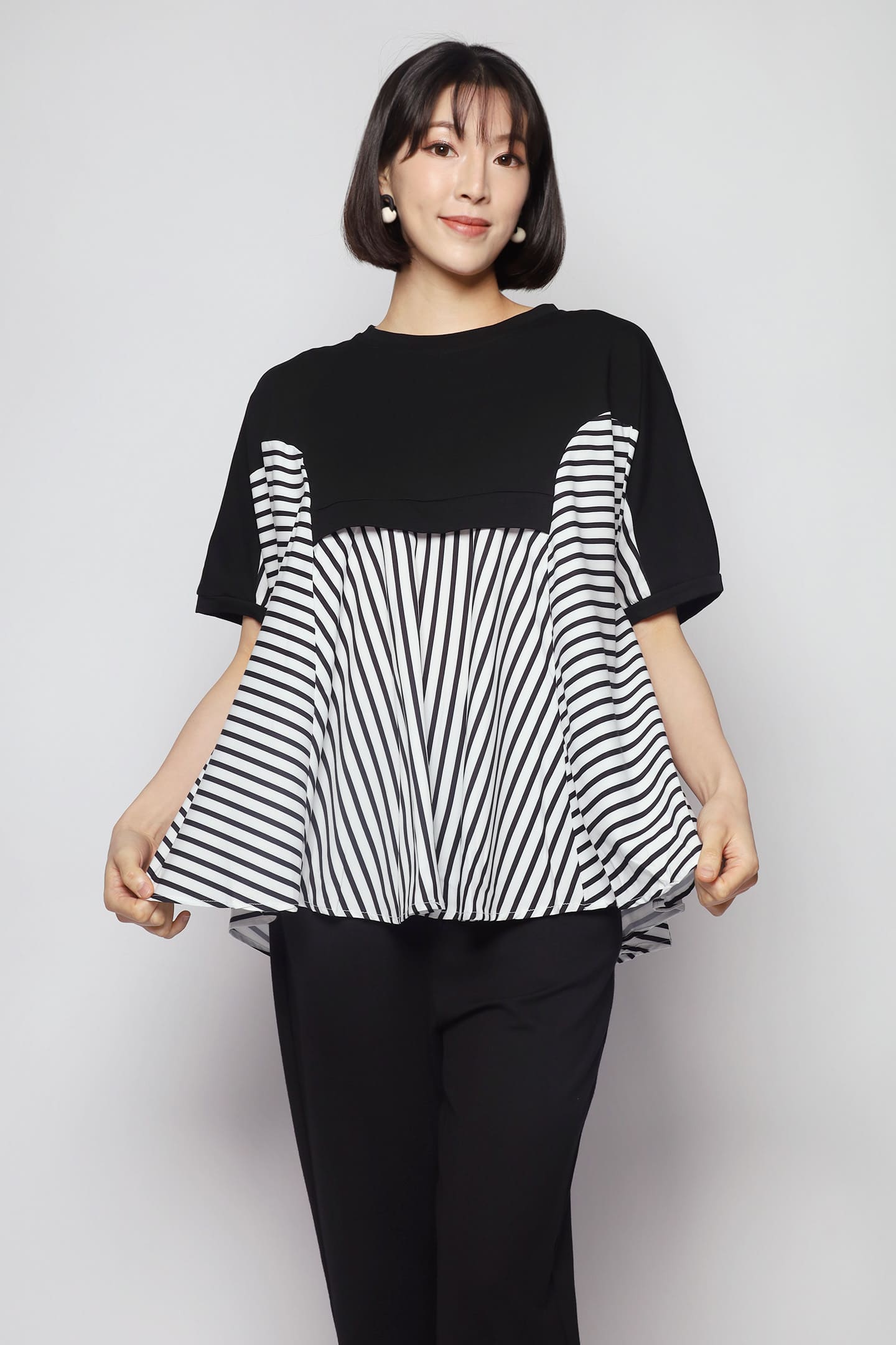 Brielle Top in Black Stripes