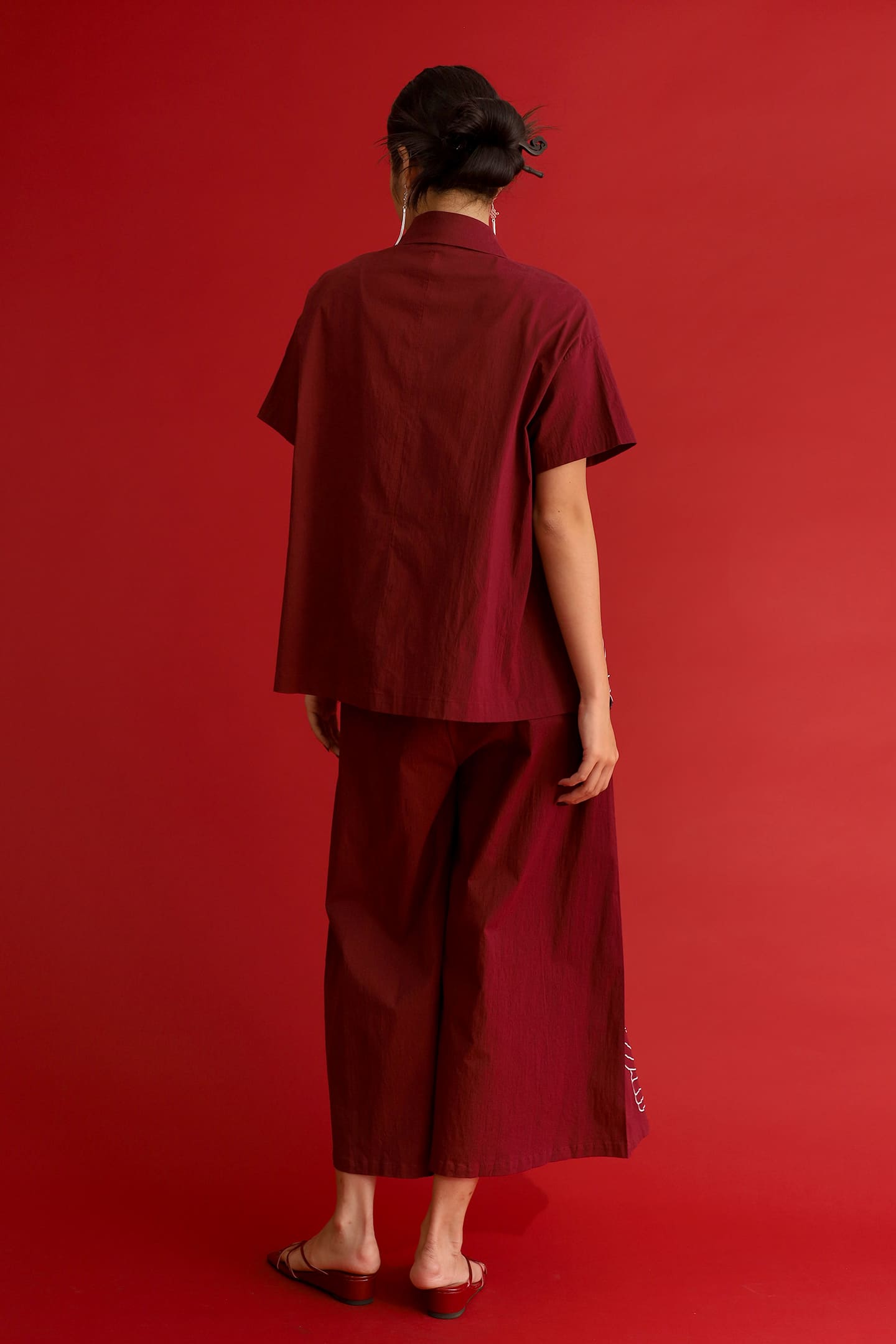 CHOSEN - Brocade Dynasty Top in Maroon