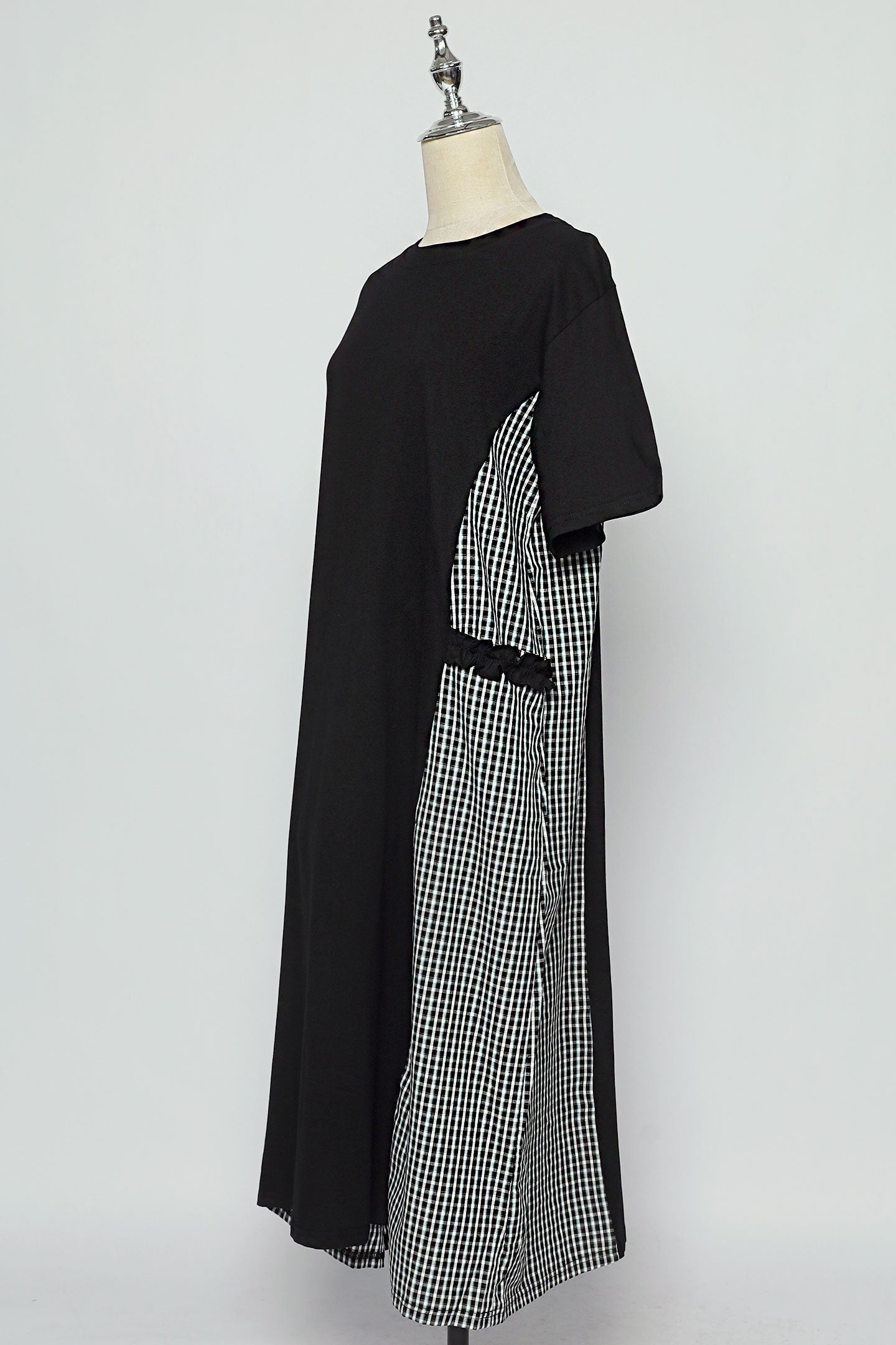 PO - Bronte Checkered Frill Dress in Black