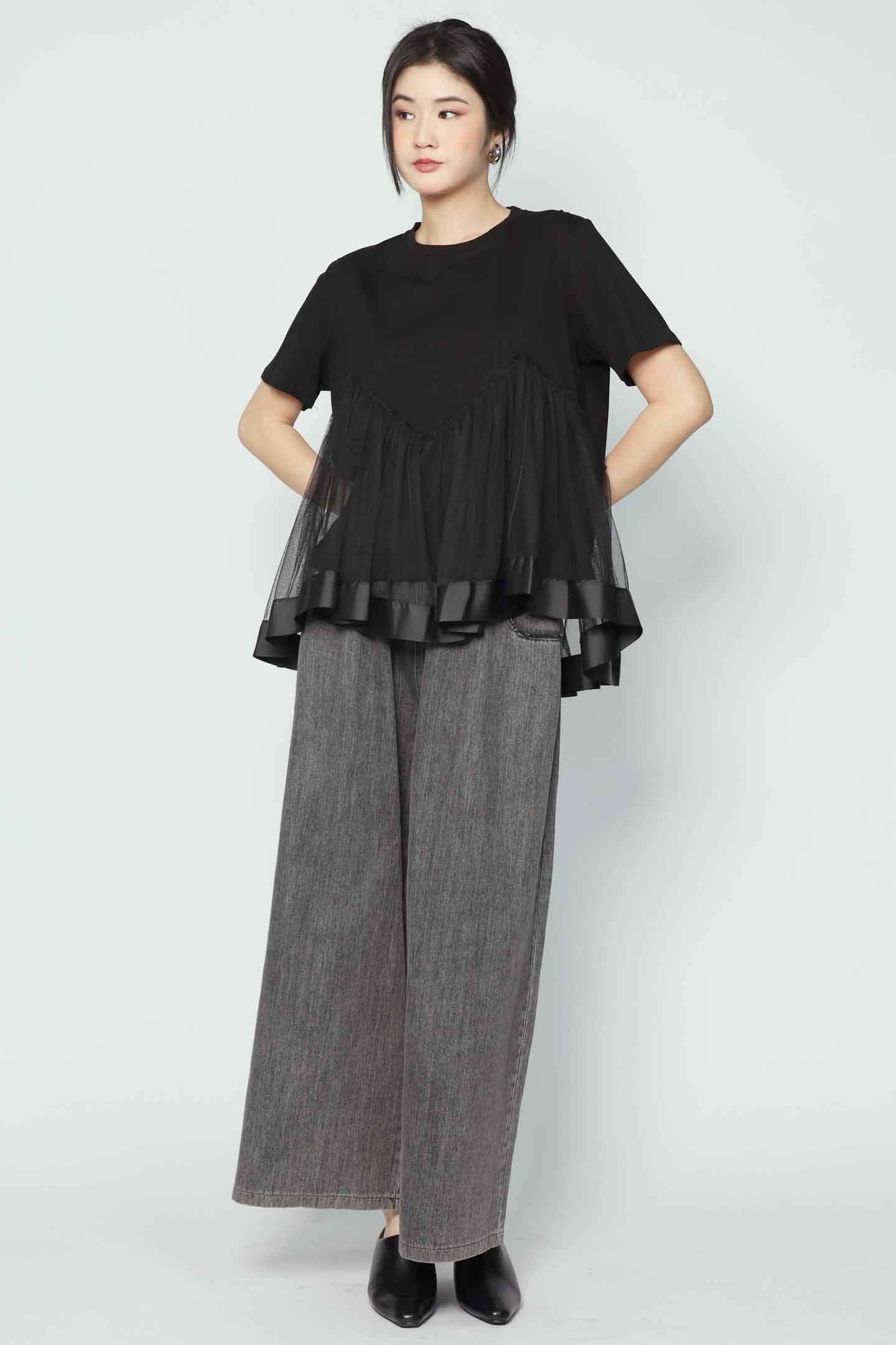 Backorders Brooke Mesh Top in Black