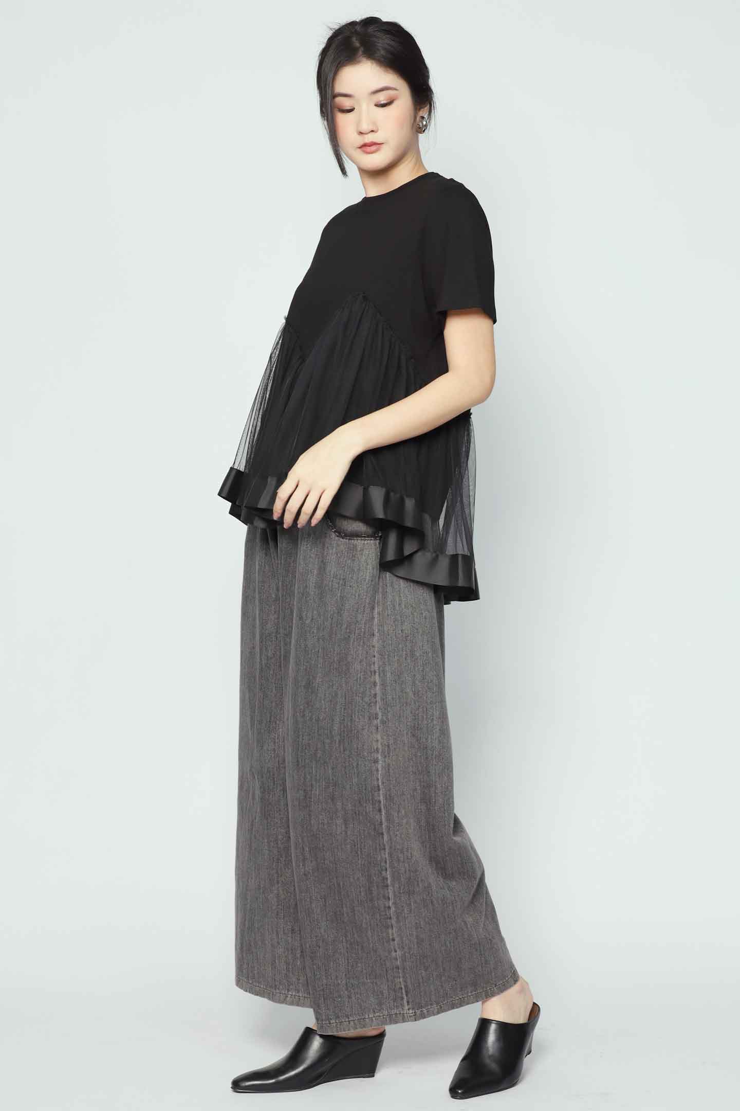 Backorders Brooke Mesh Top in Black