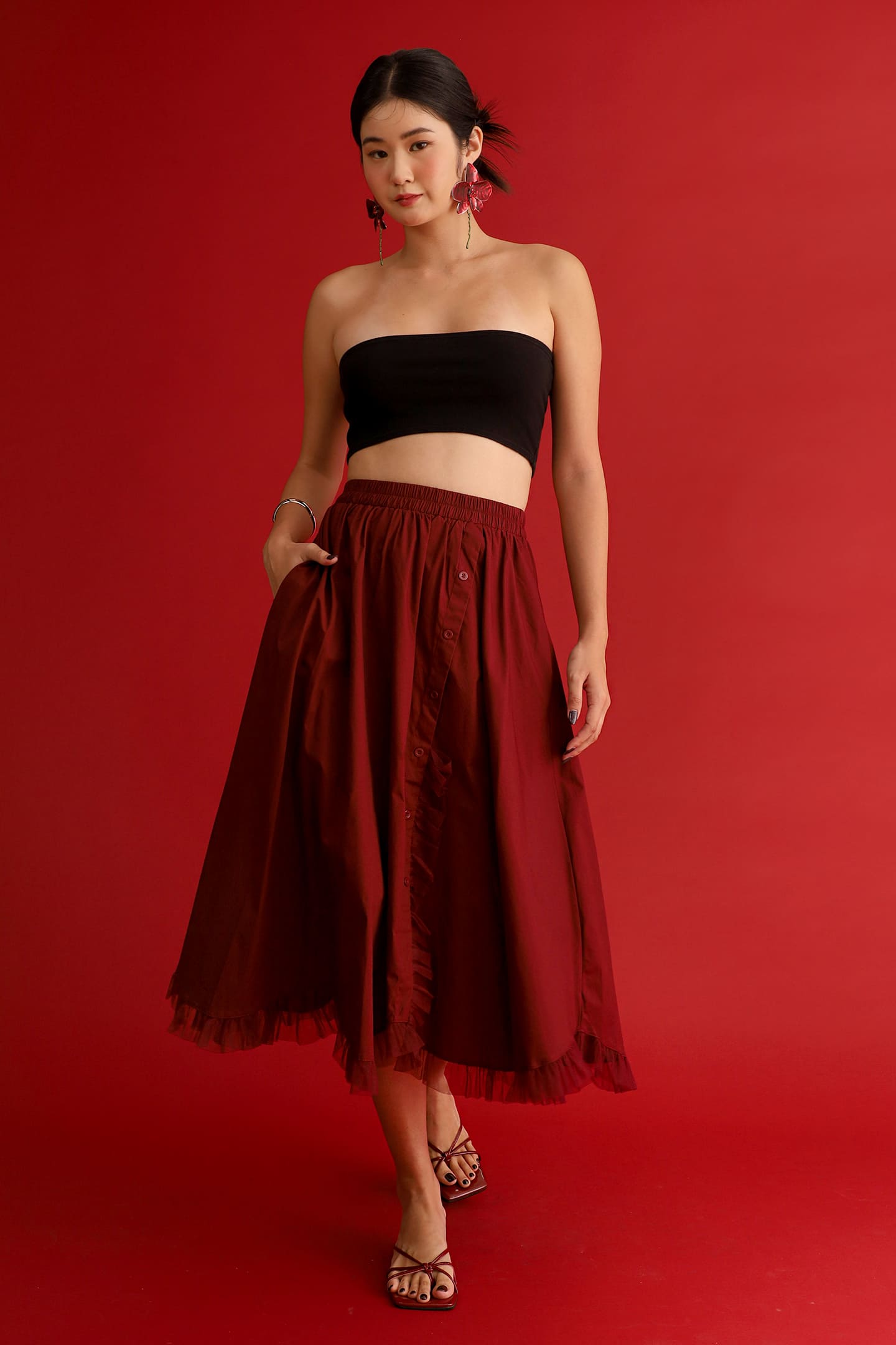 CHOSEN - Burgundy Noir Organza Skirt