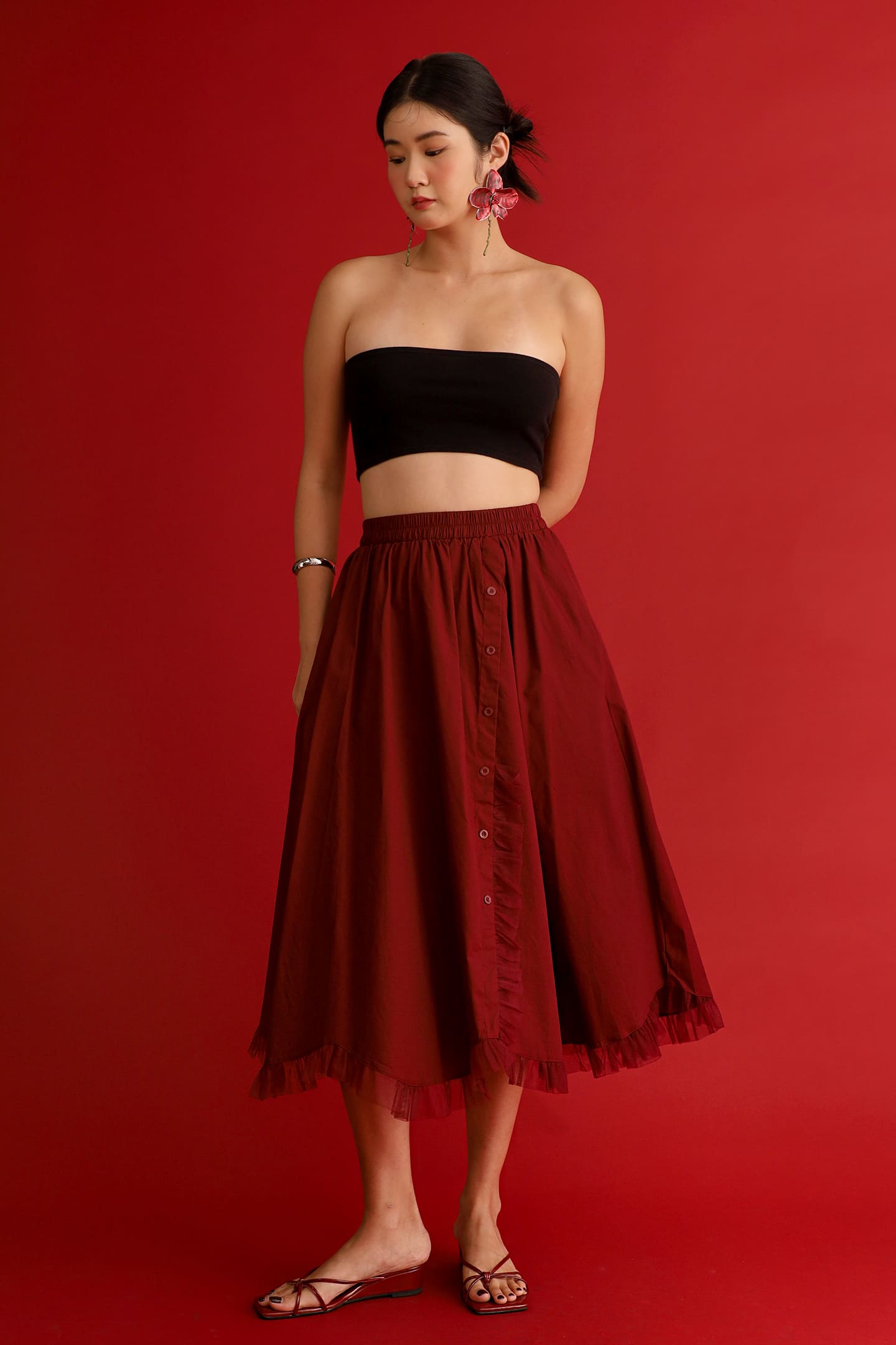 CHOSEN - Burgundy Noir Organza Skirt