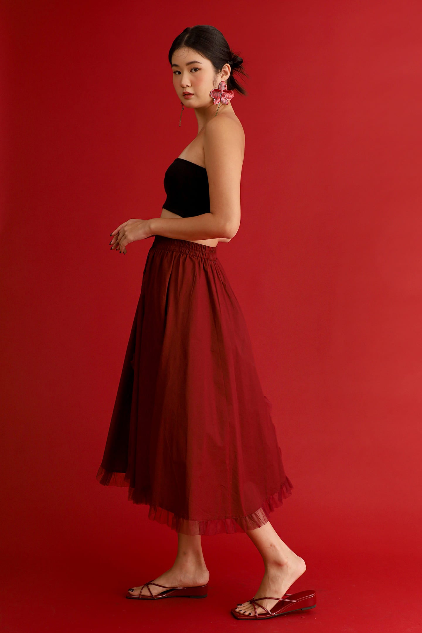 CHOSEN - Burgundy Noir Organza Skirt