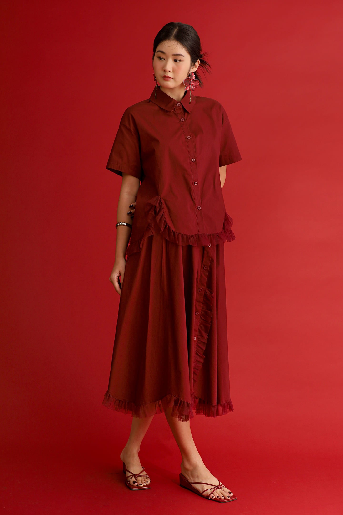 CHOSEN - Burgundy Noir Organza Skirt