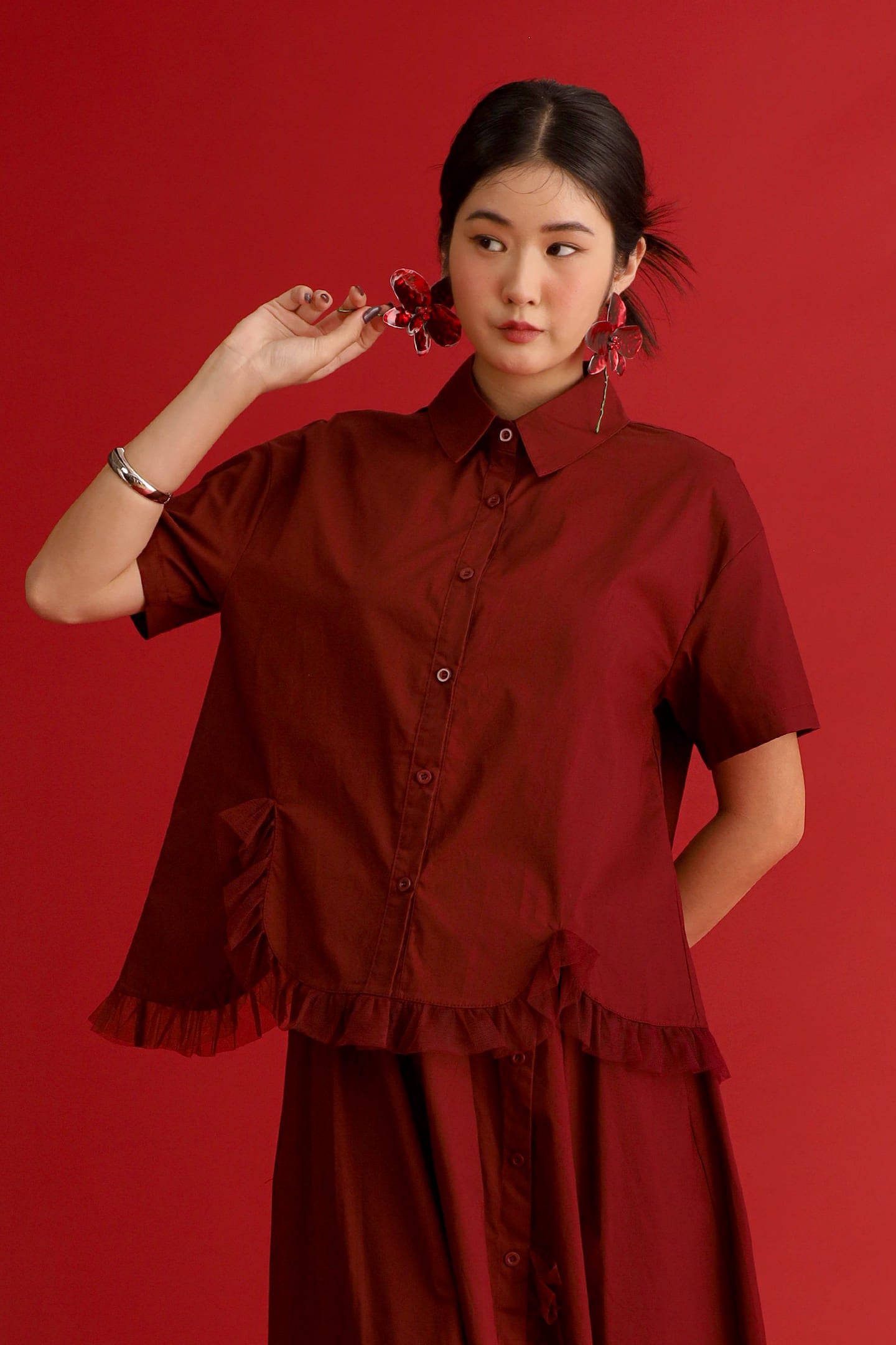 CHOSEN - Burgundy Noir Organza Top