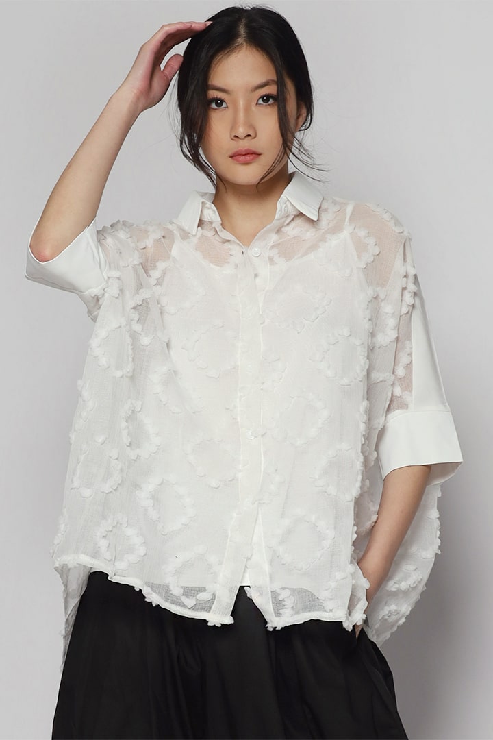 Bristol 2 in 1 Textured Shirt Set in White