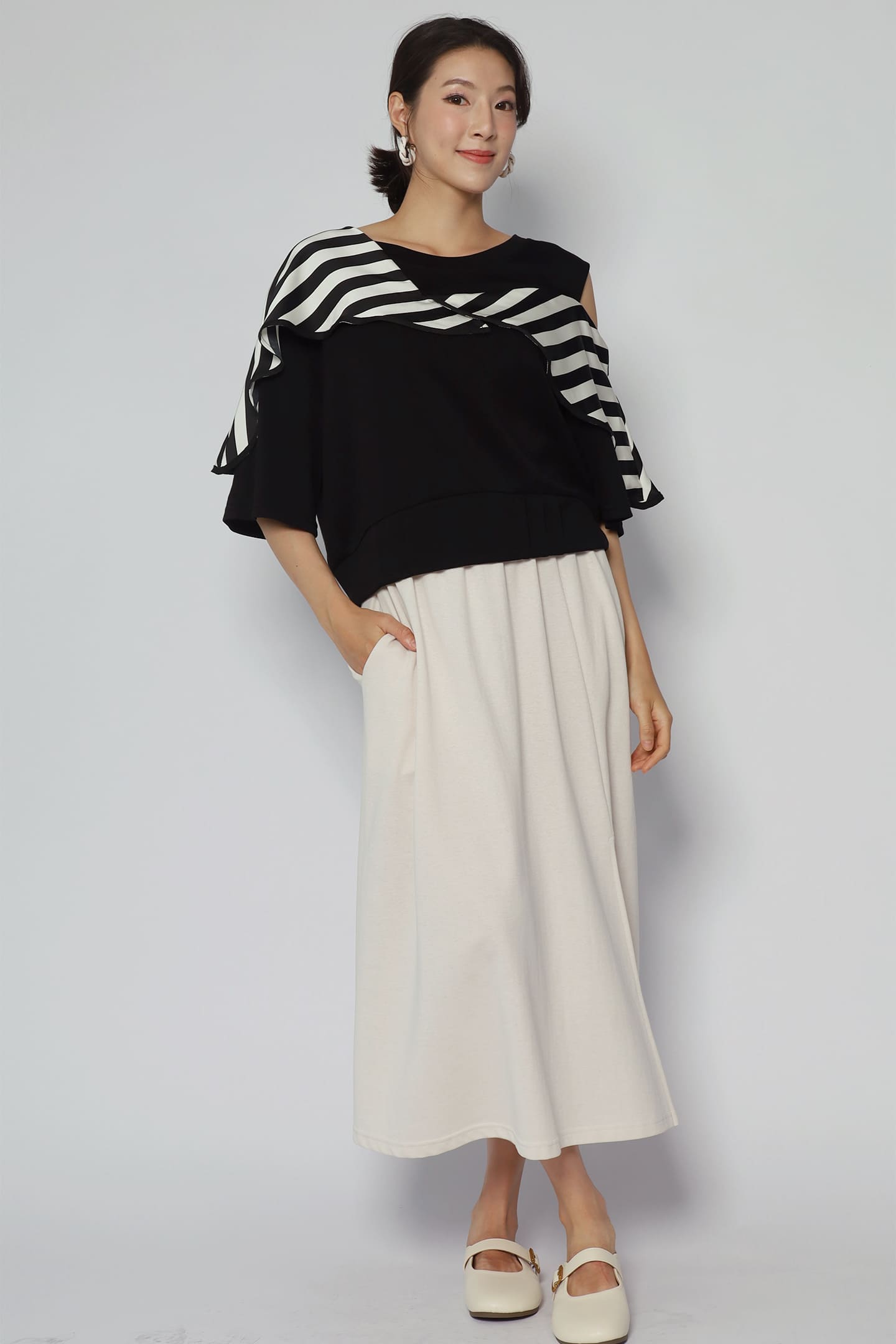 Backorders Byron Stripes Flare Sleeves Top