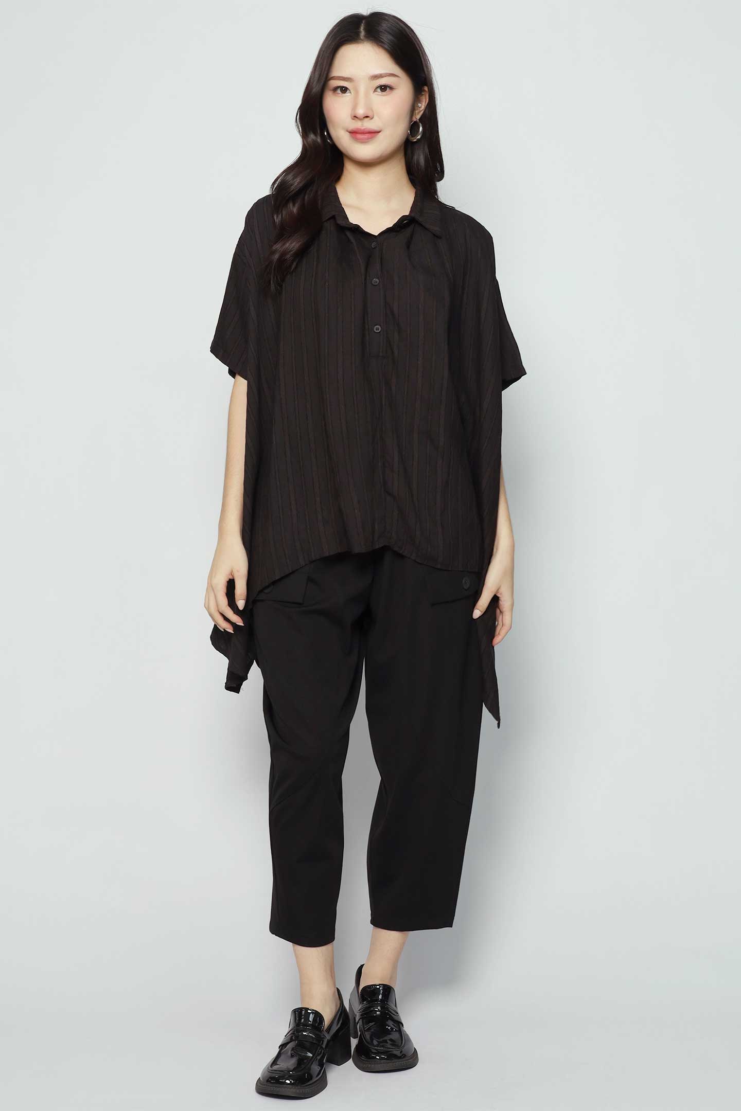 Callie Fishtail Top in Black