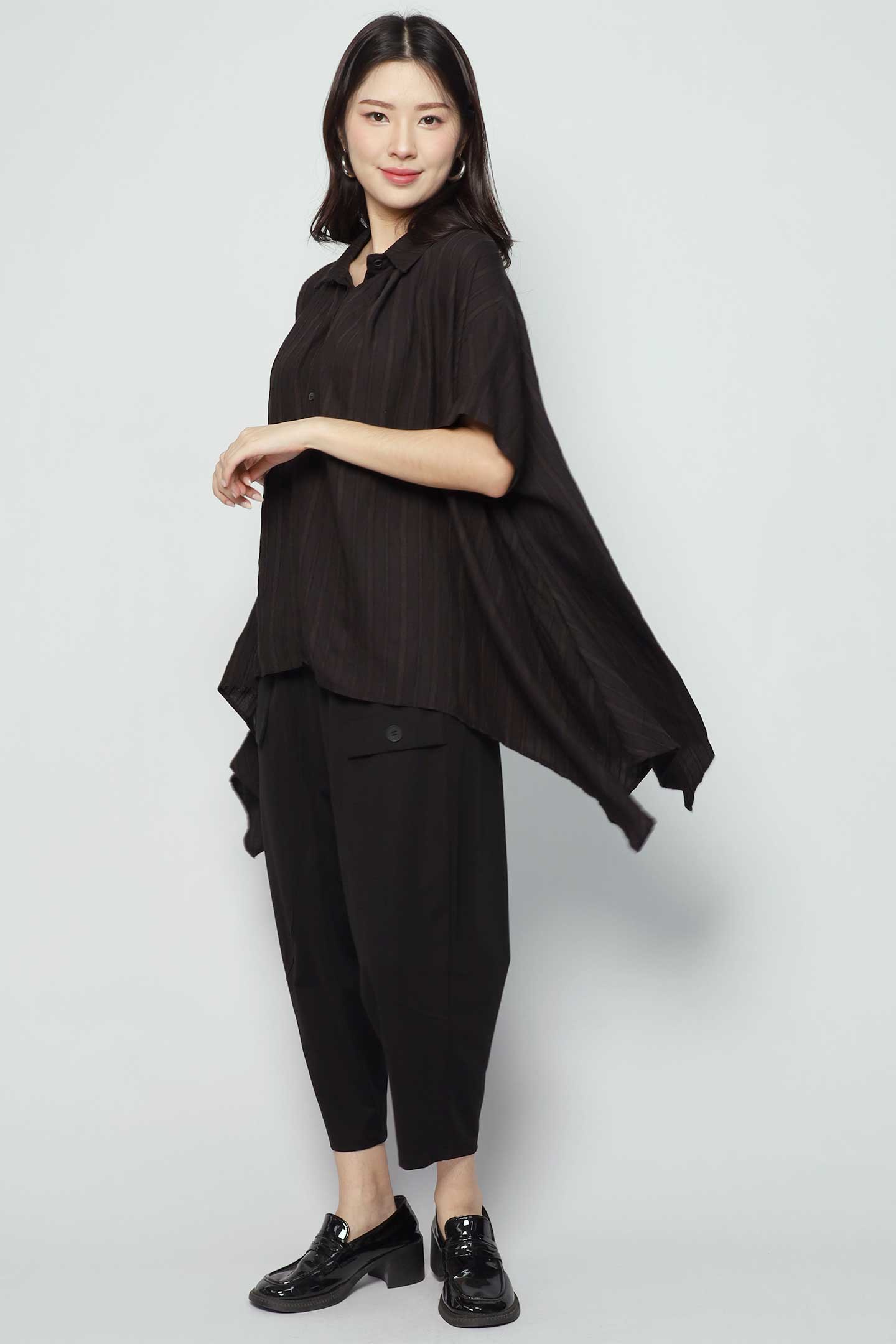 Callie Fishtail Top in Black