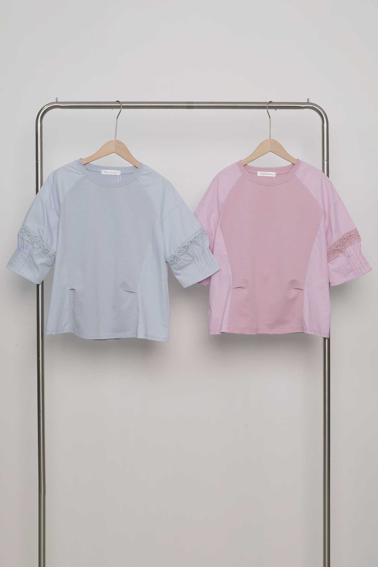 Easy By TE - Carine Lace Trimming Top in Blue