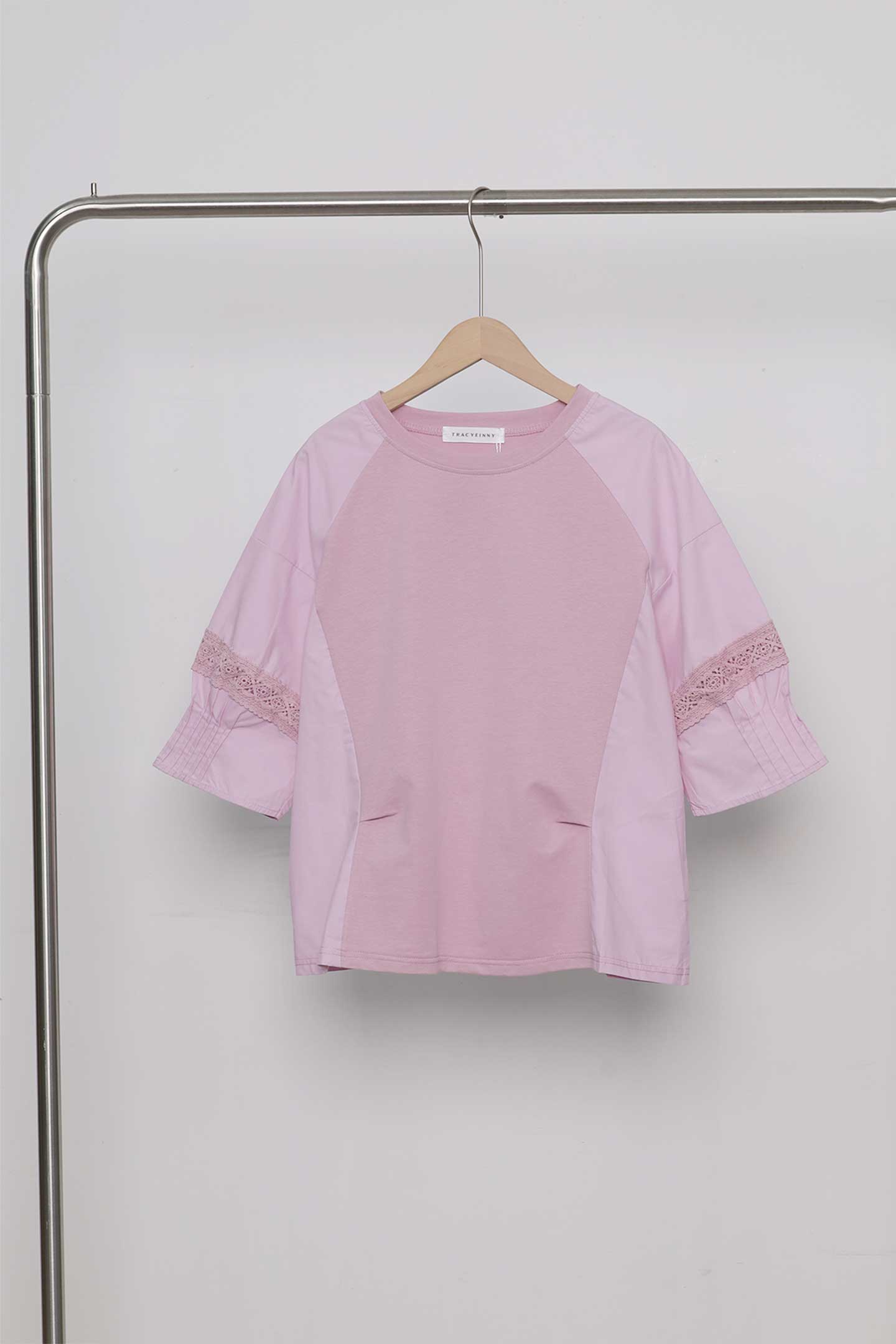 Easy By TE - Carine Lace Trimming Top in Pink