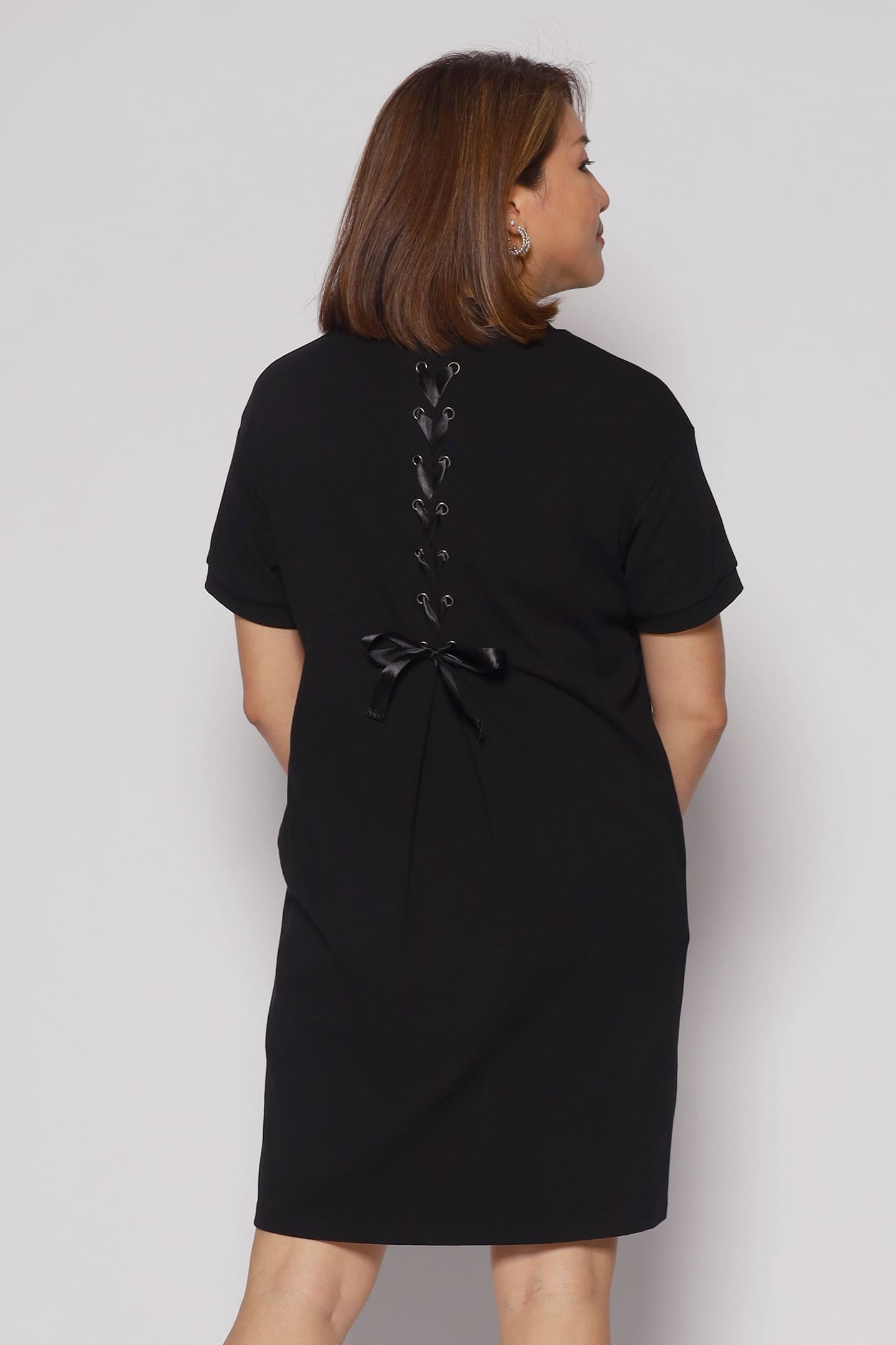 Caro Ribbon Tie Dress in Black