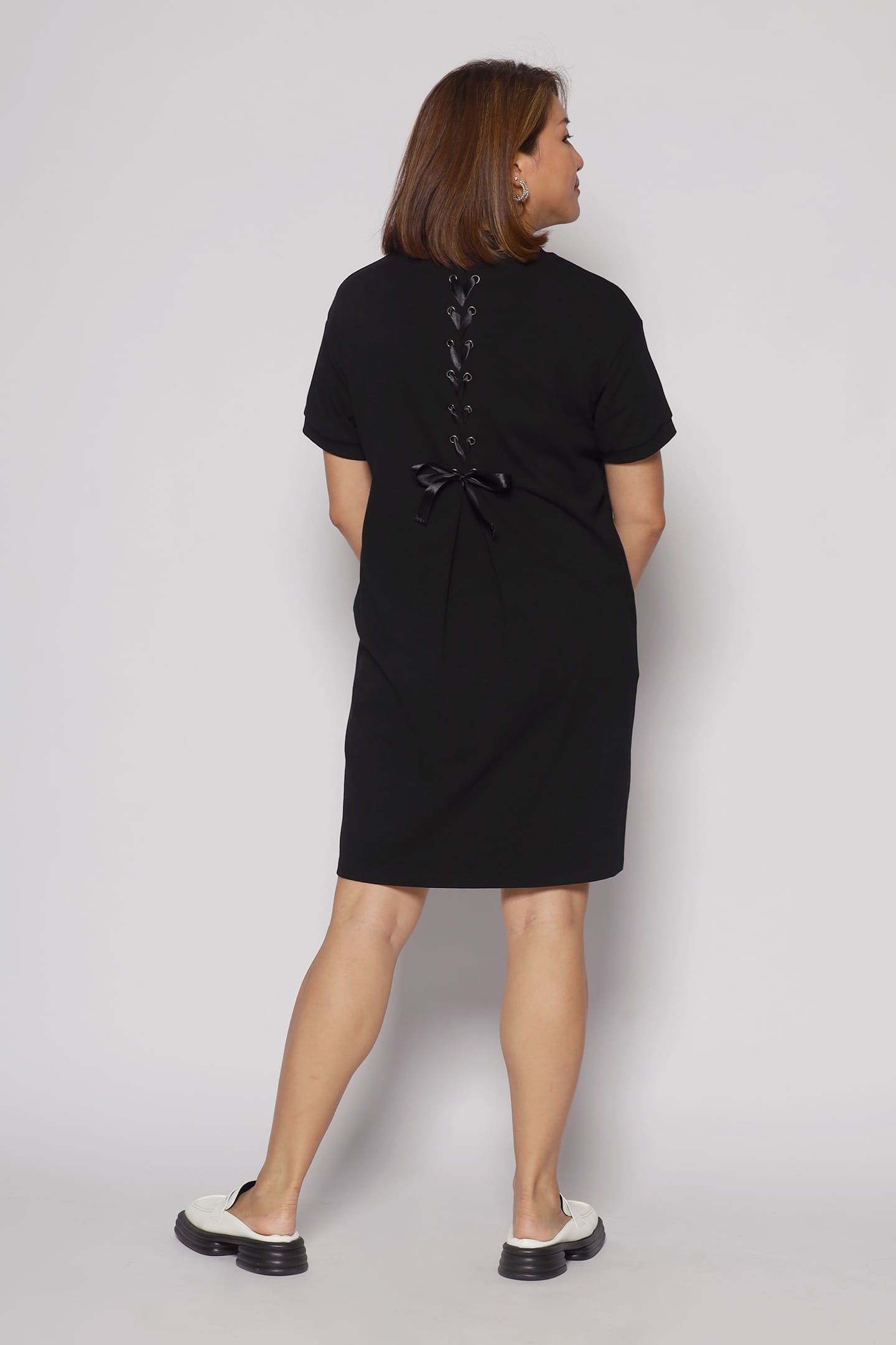 Caro Ribbon Tie Dress in Black