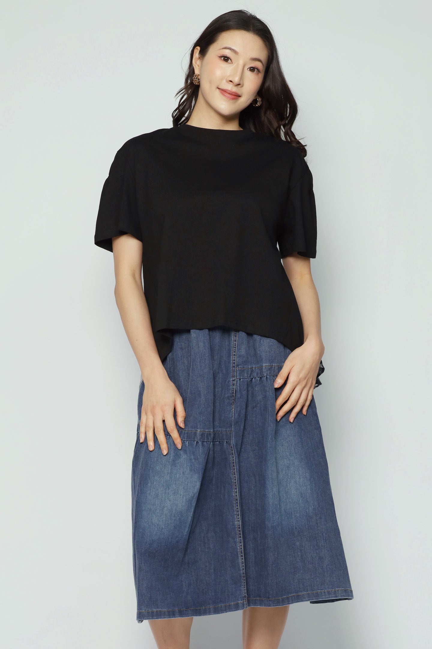 Carolie Back Layered Frill Top in Black