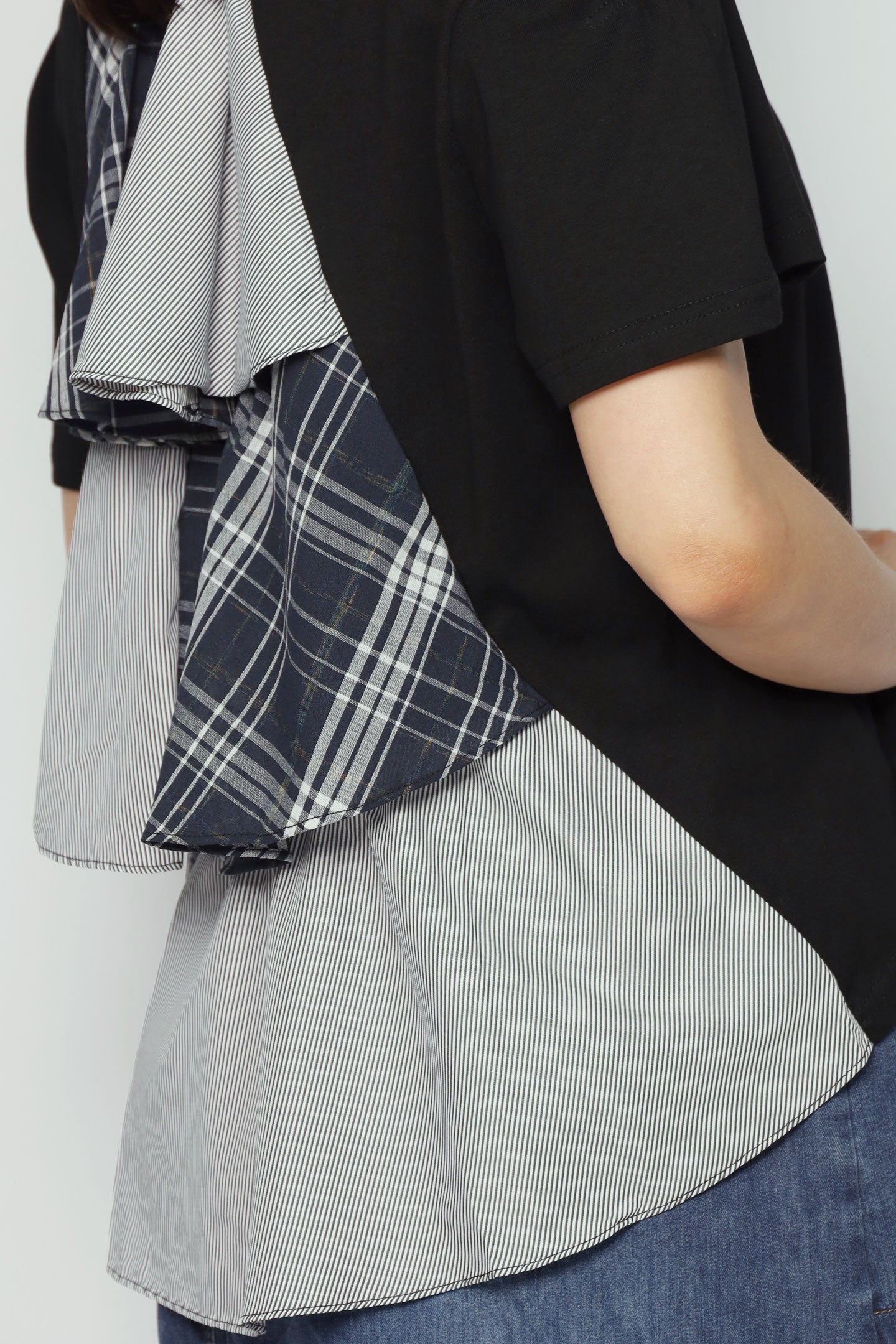 Carolie Back Layered Frill Top in Black