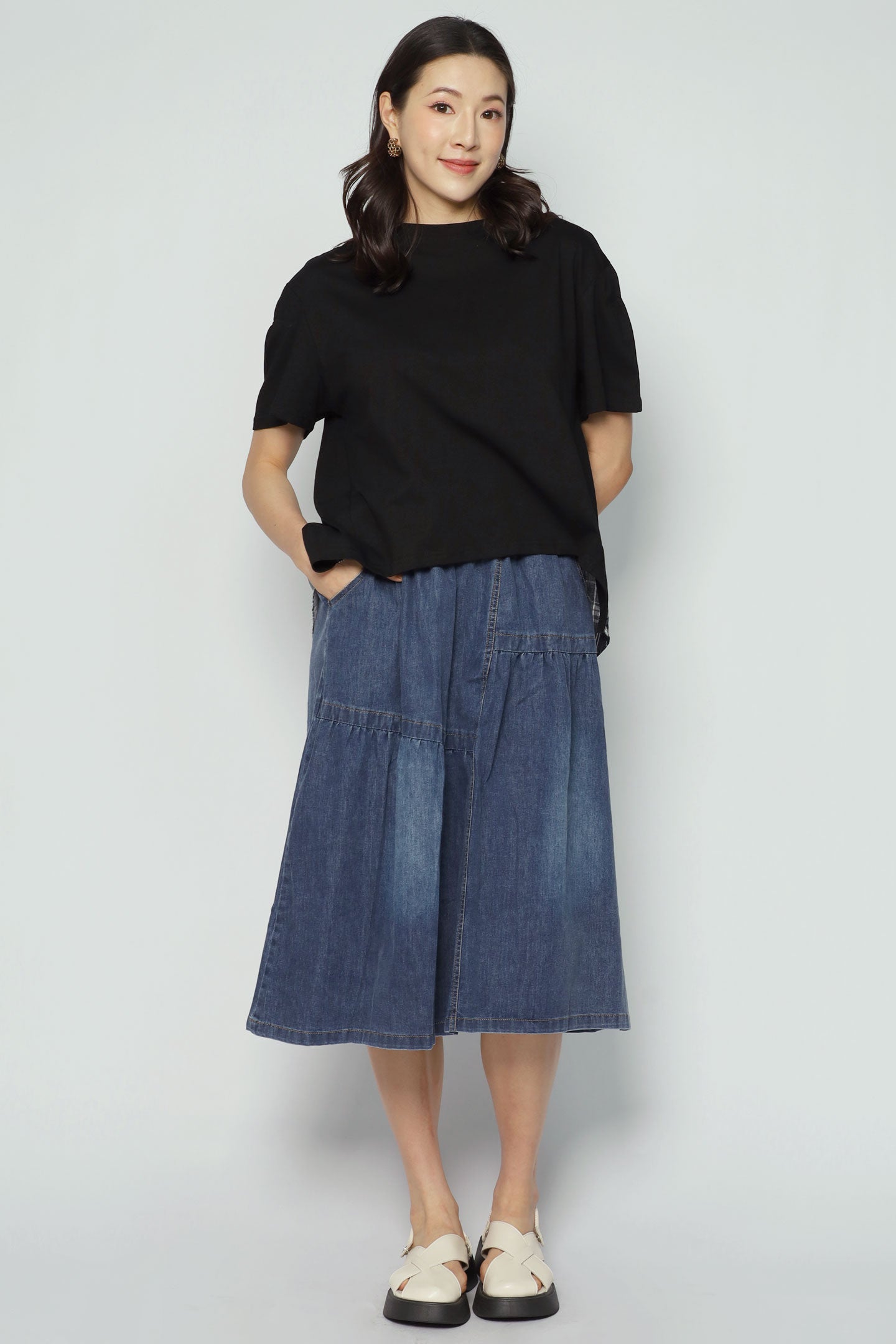 Carolie Back Layered Frill Top in Black