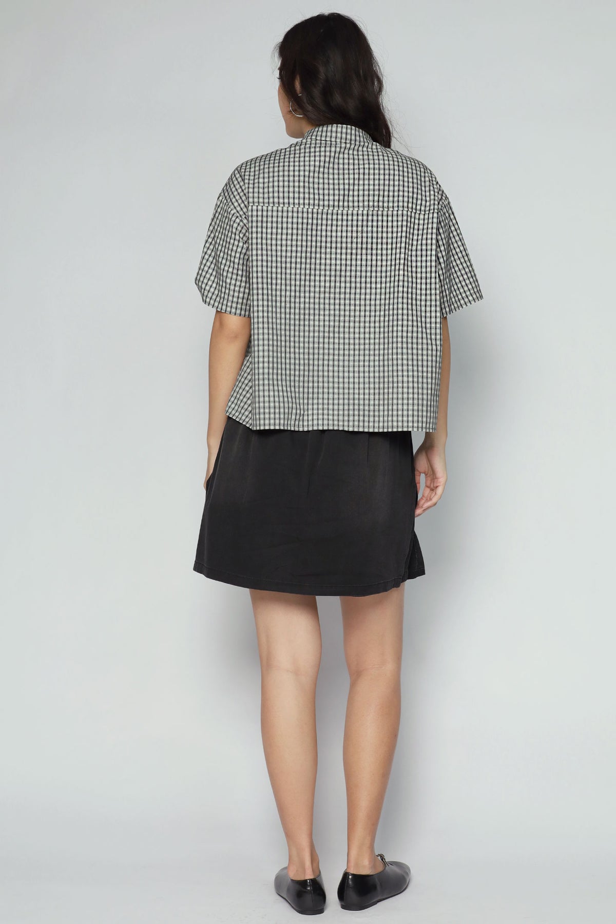 Cecilia Checkered Shirt in Black