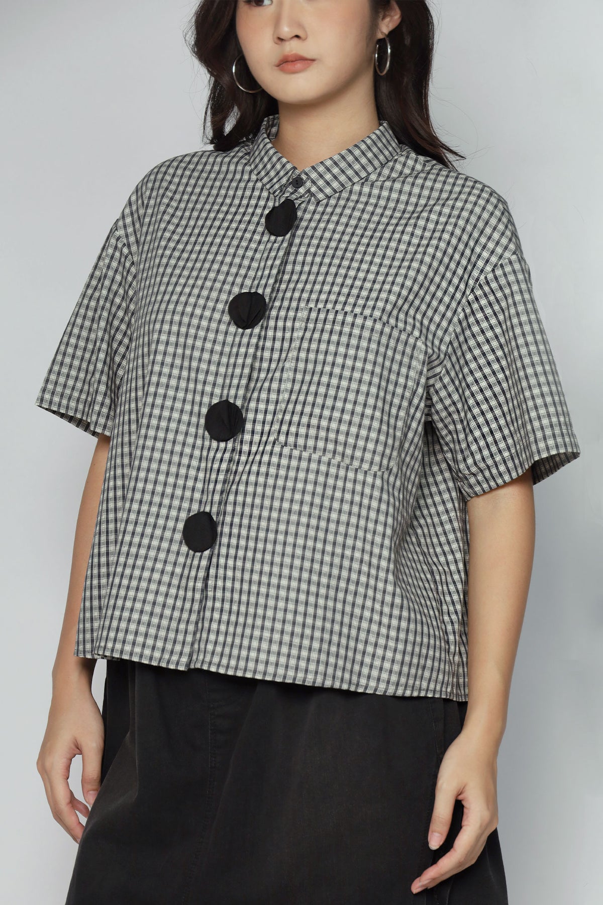 Cecilia Checkered Shirt in Black