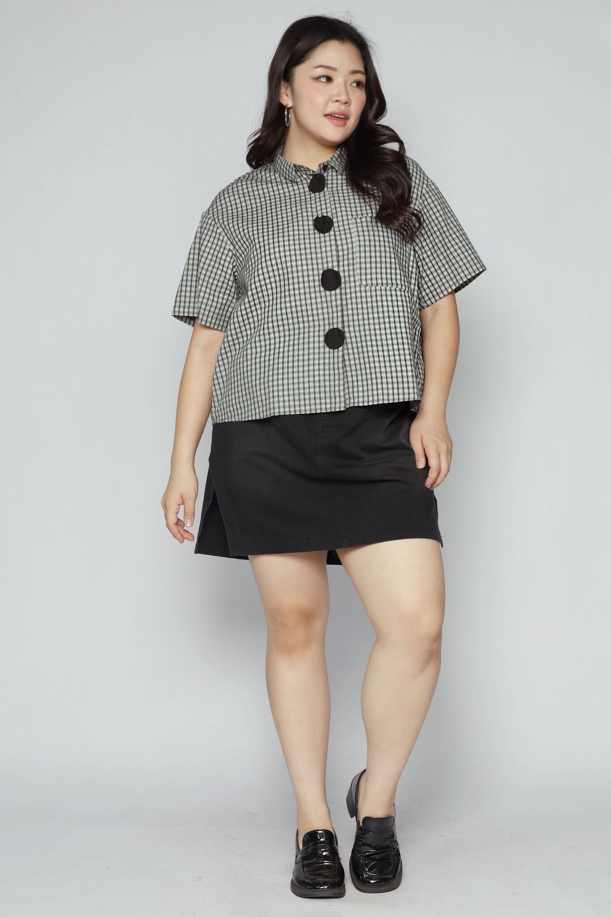 Cecilia Checkered Shirt in Black