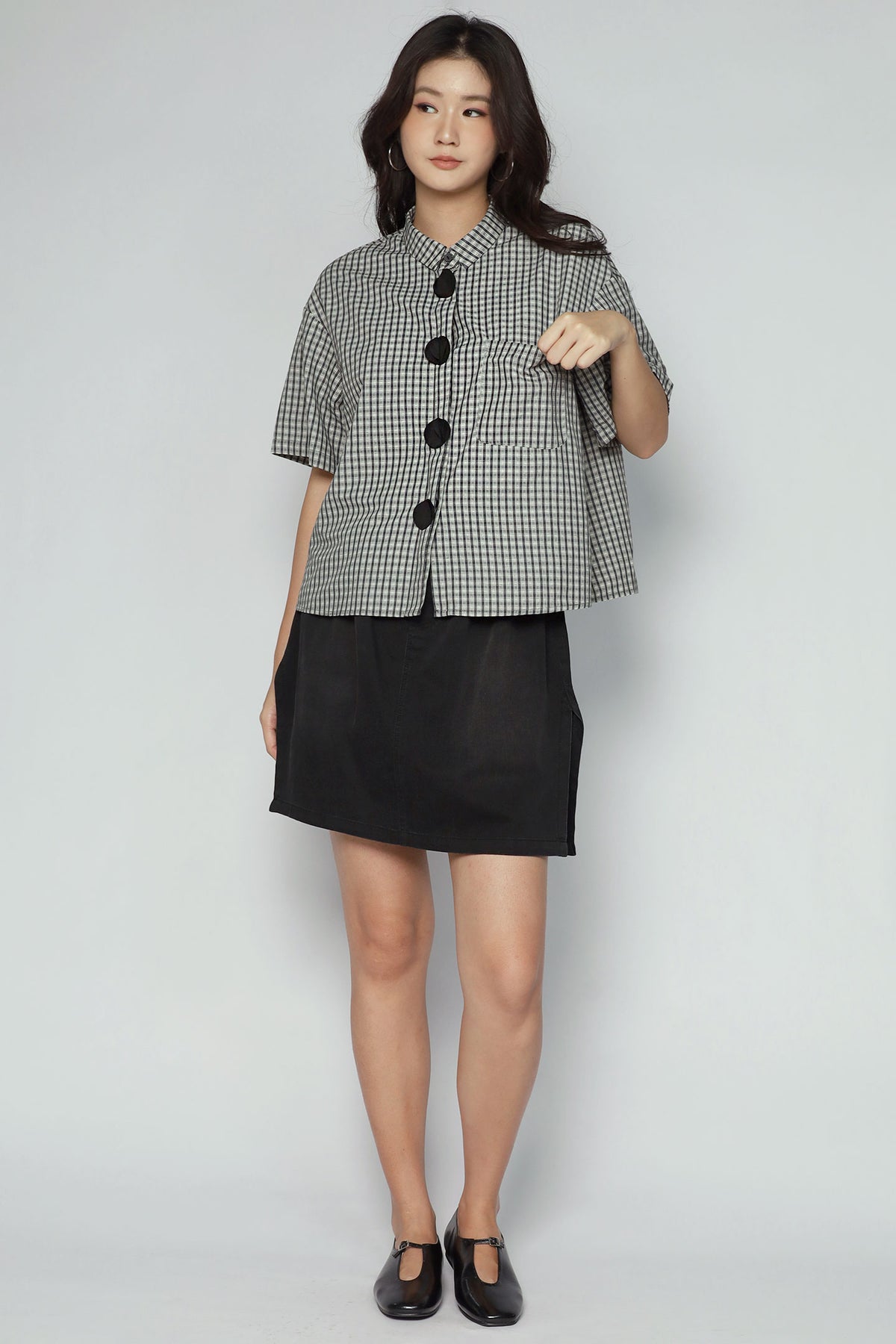 Cecilia Checkered Shirt in Black