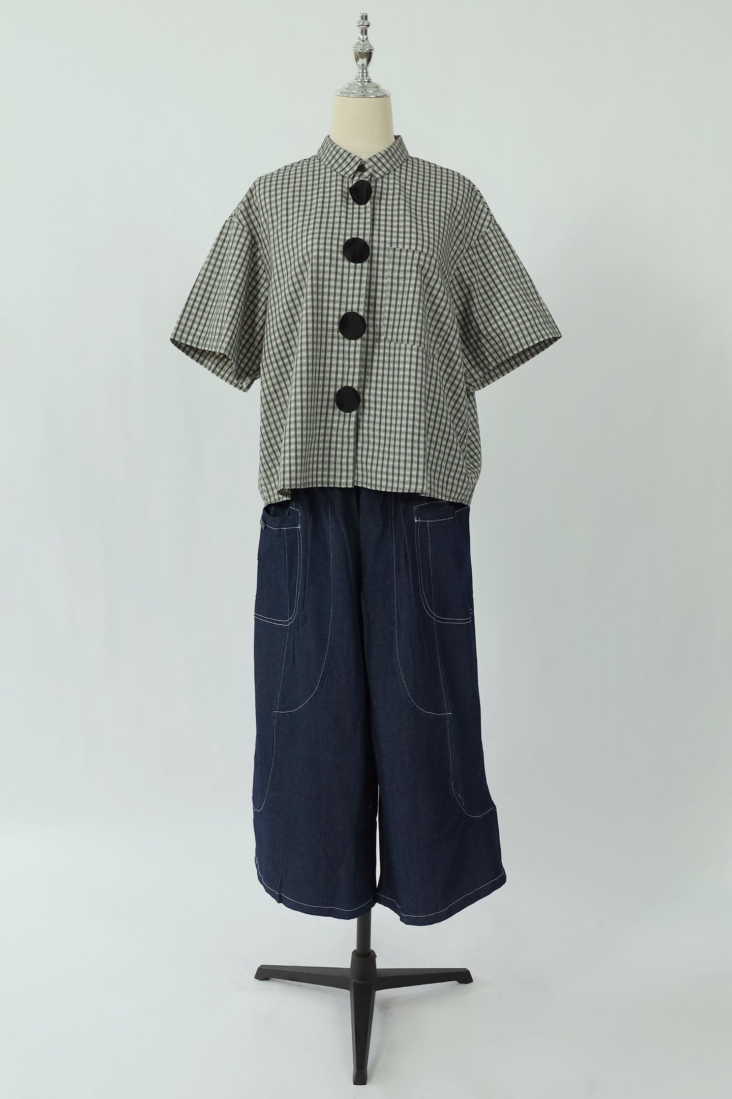 PO - Cecilia Checkered Shirt in Black