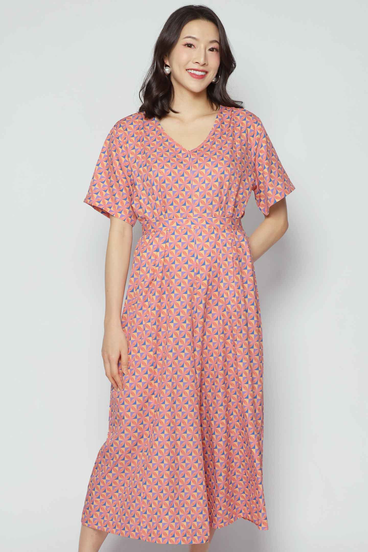 Celine V Neckline Jumpsuit in Pink Playground