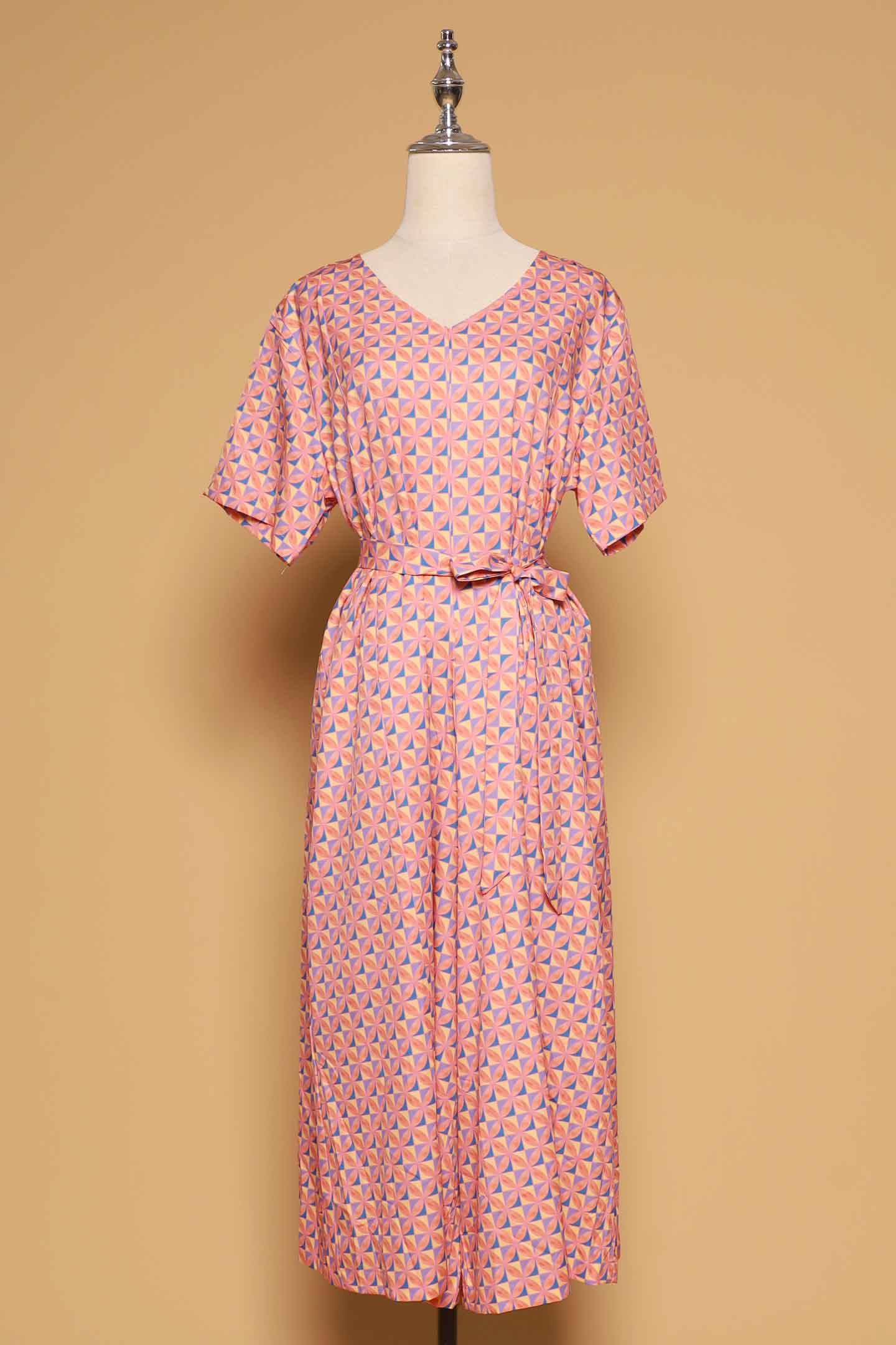 PO - Celine V Neckline Jumpsuit in Pink Playground