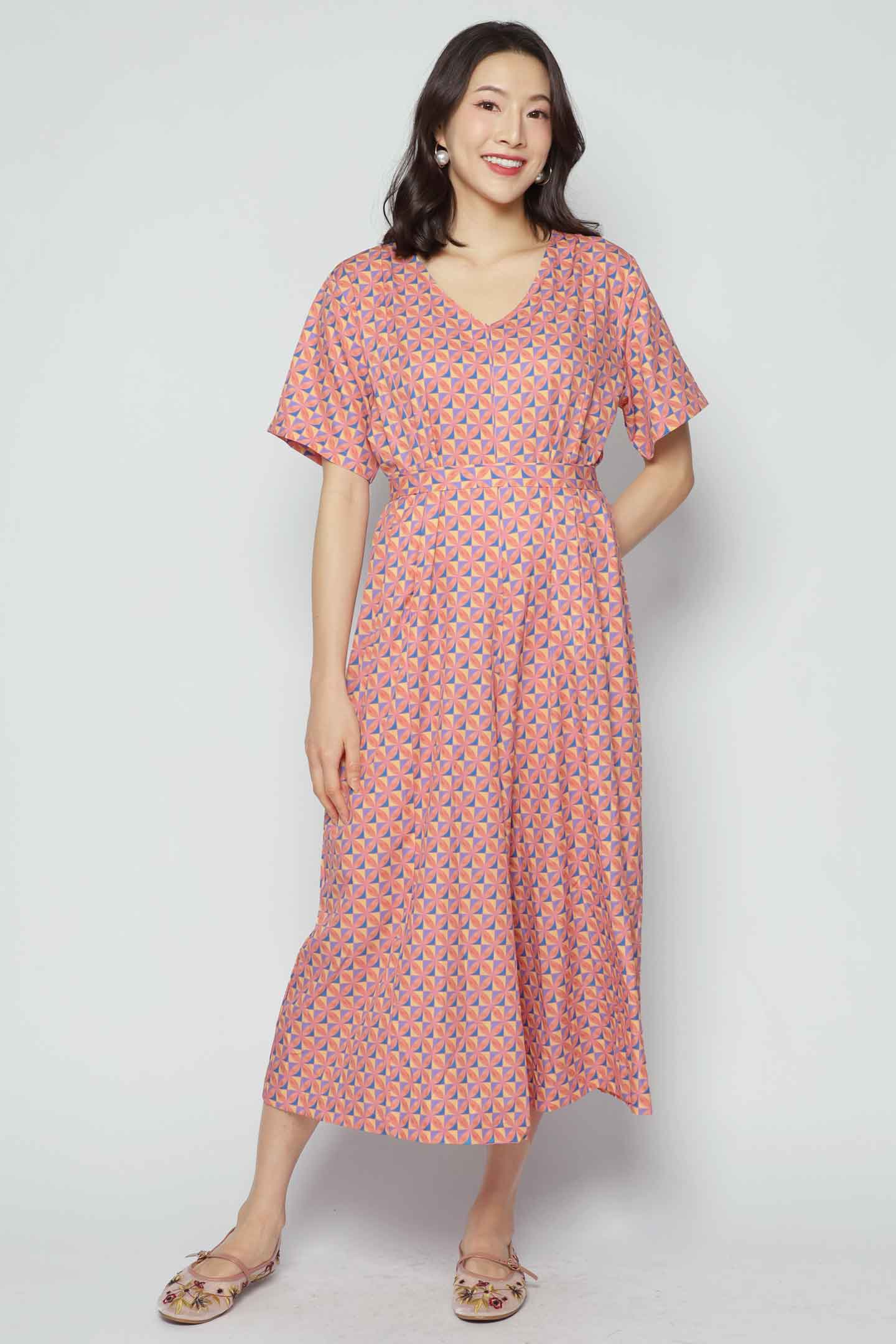 Celine V Neckline Jumpsuit in Pink Playground