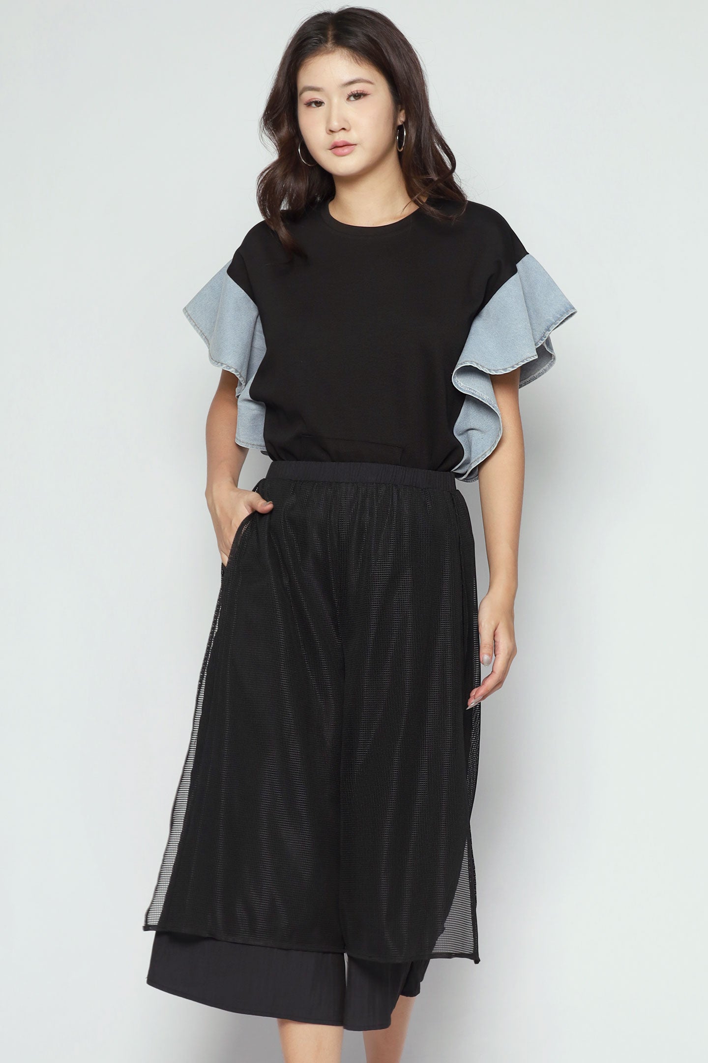 Cephas Netted Culottes in Black
