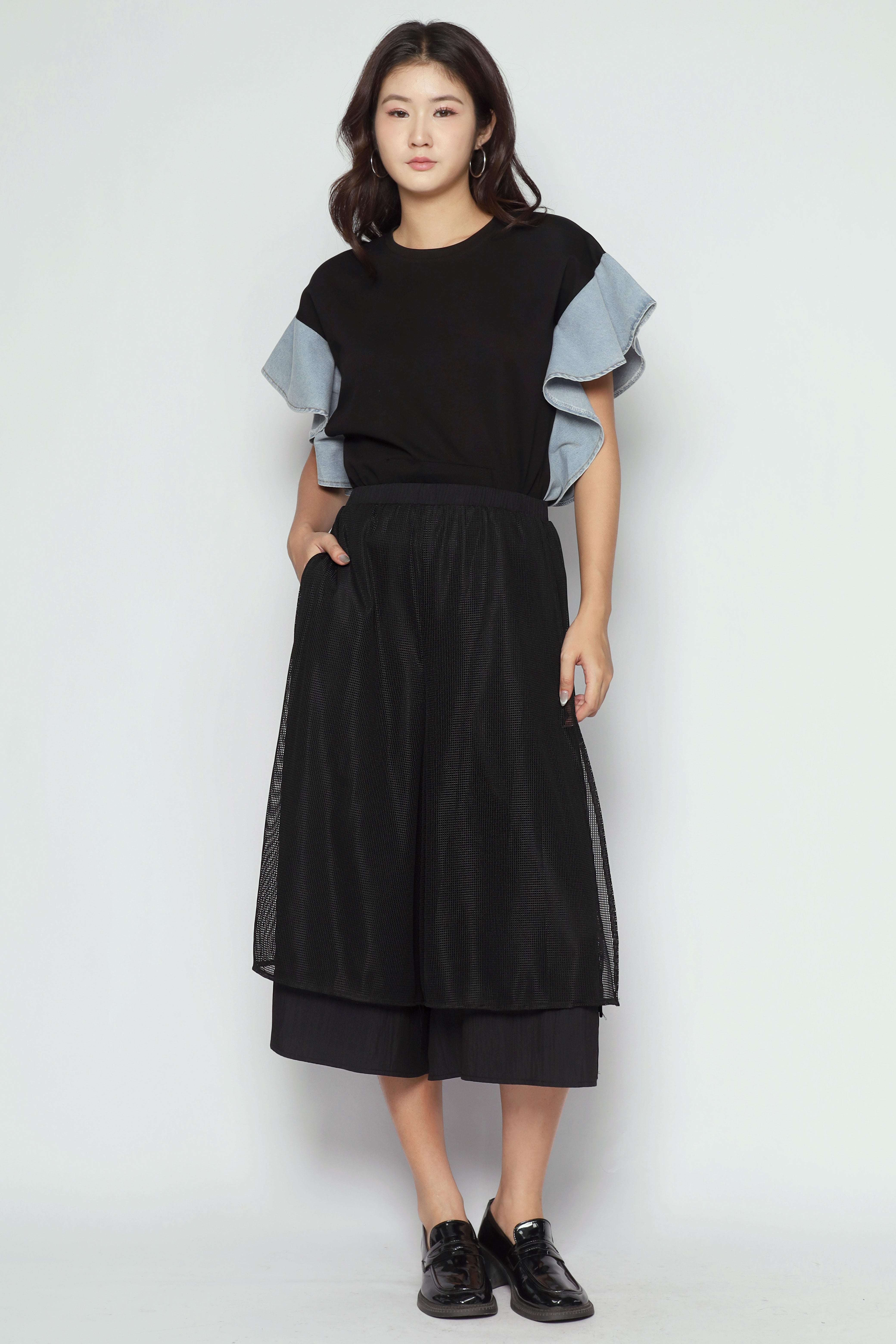 Cephas Netted Culottes in Black