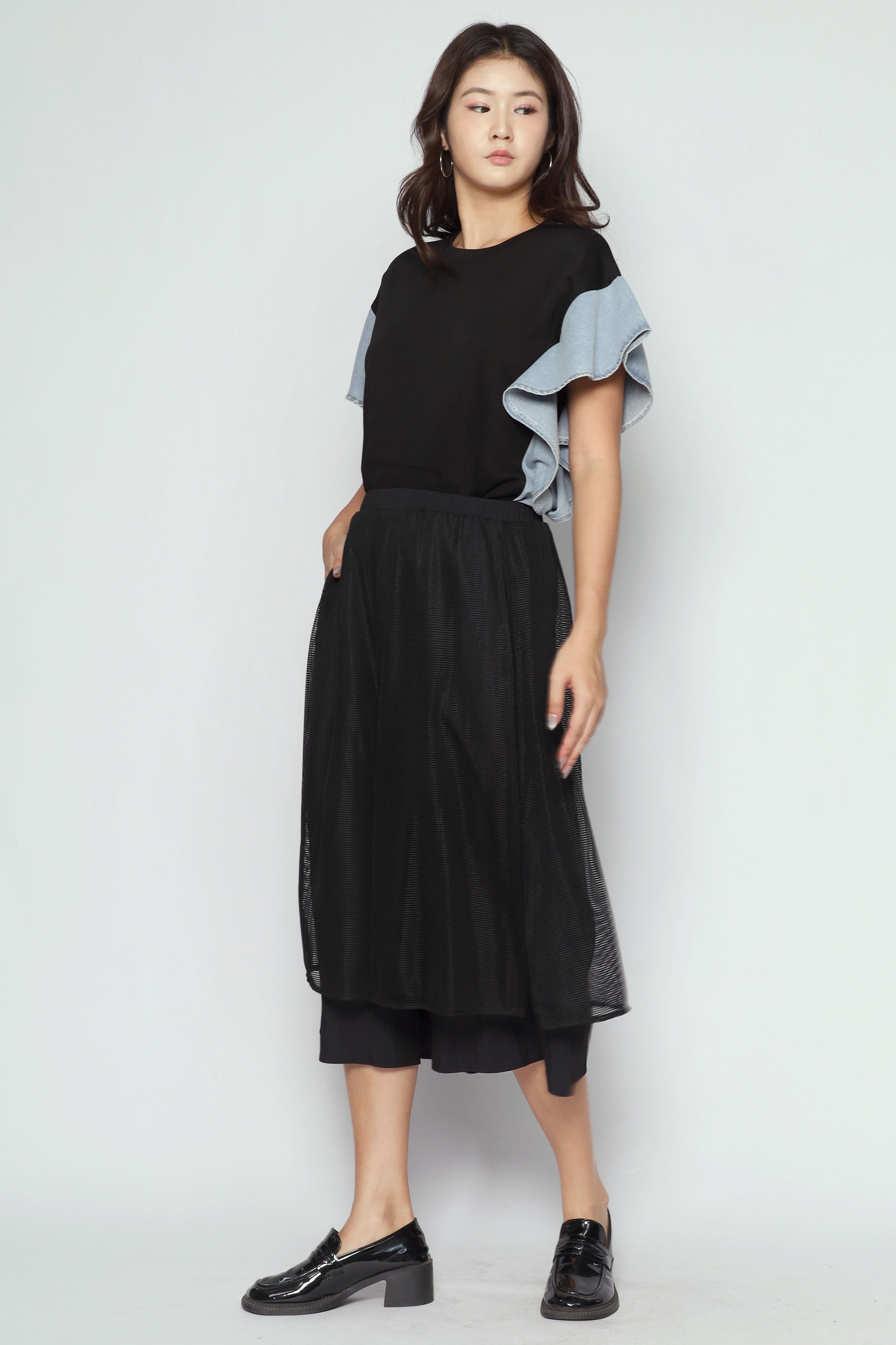 Cephas Netted Culottes in Black