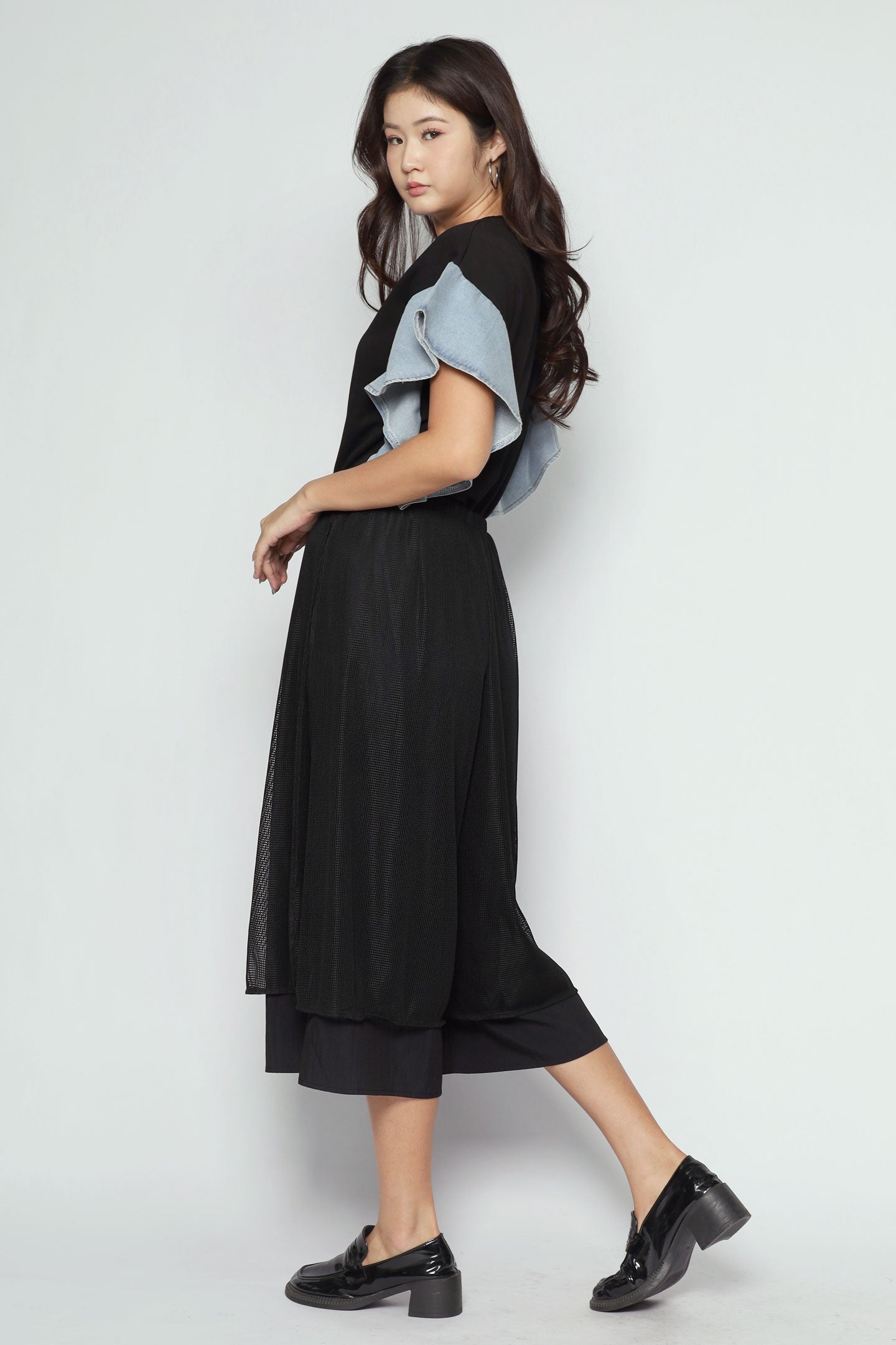 Cephas Netted Culottes in Black