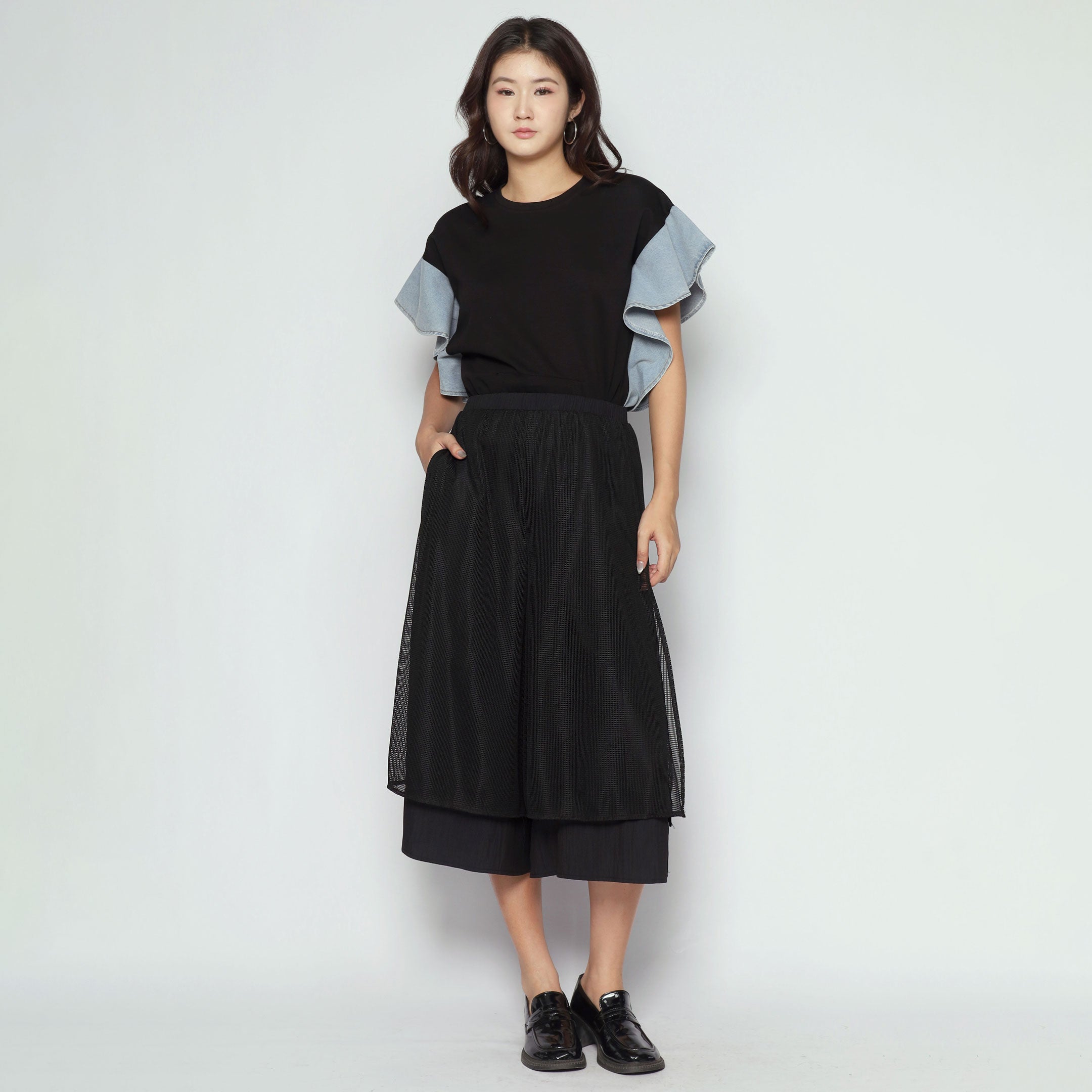 Cephas Netted Culottes in Black