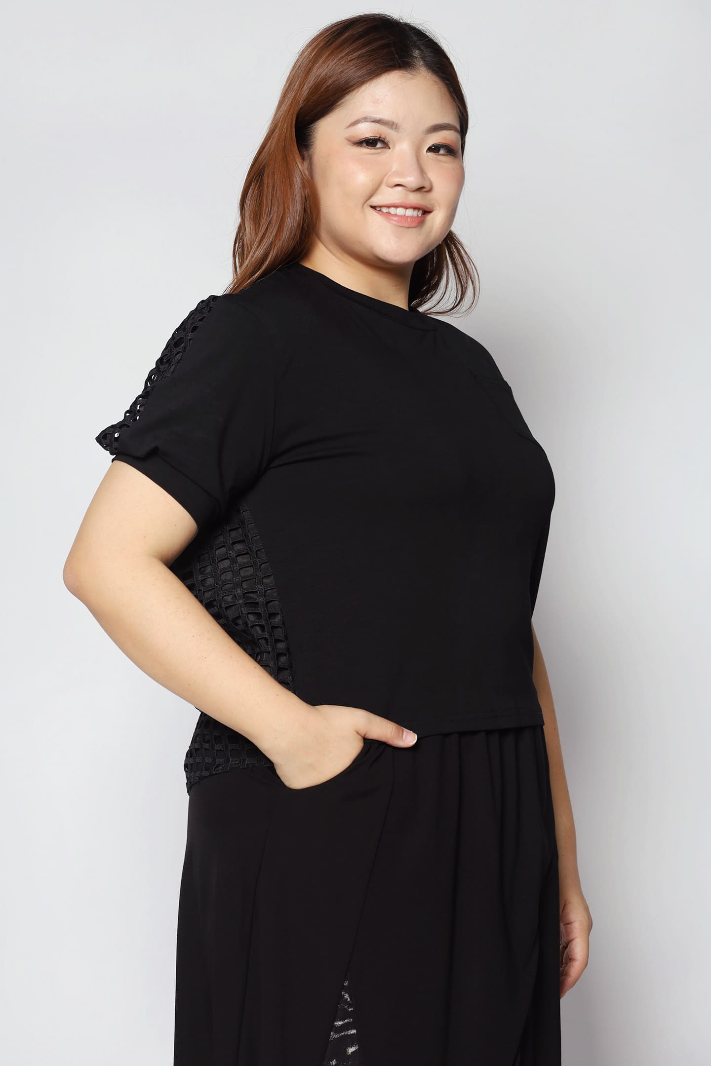 Chan Netted Top in Black